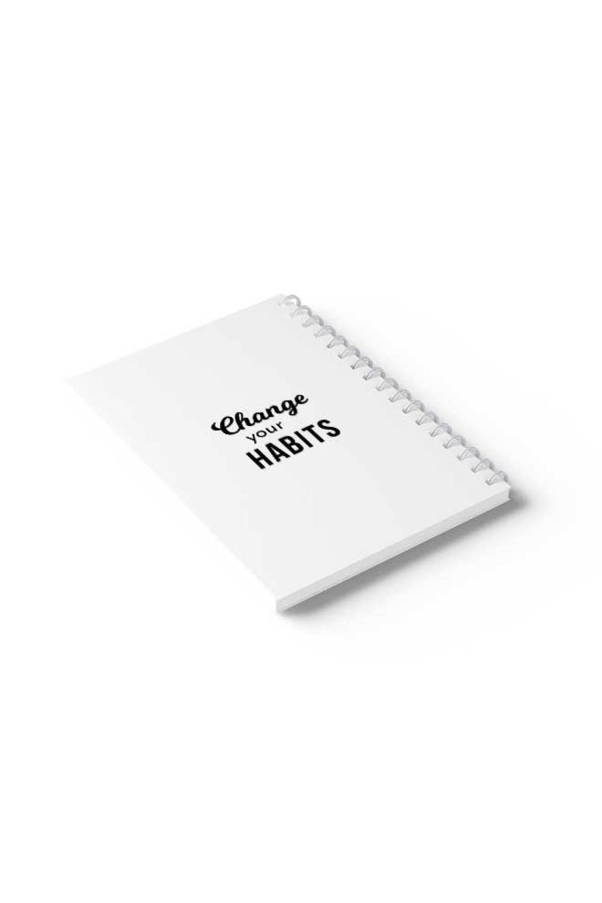 LOWHA-Spiral Notebook with Front and Back Hard Covers Featuring Change Your Habits Design 6