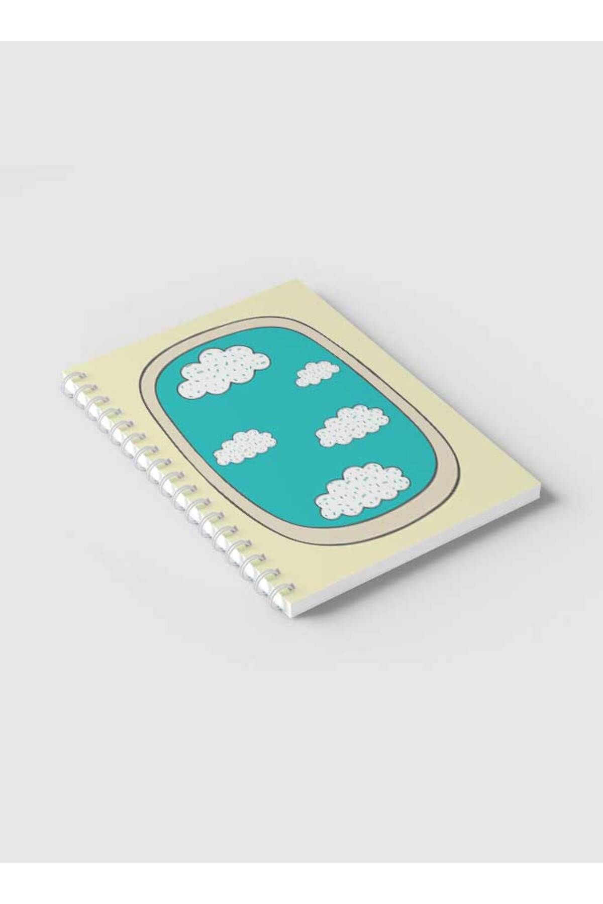 LOWHA-Spiral Notebook with Front and Back Hard Covers Featuring Doodle Window Airplane Design 2