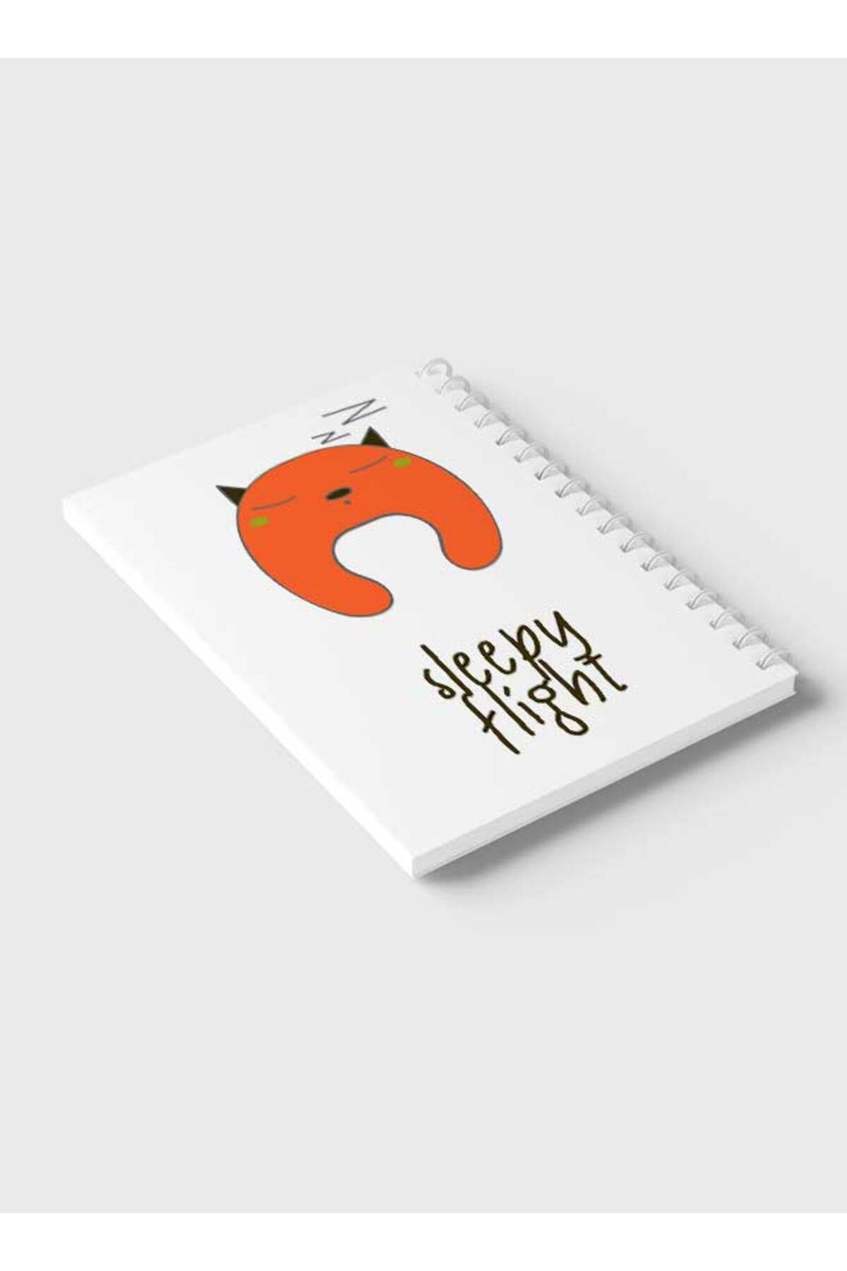 LOWHA-Spiral Notebook with Front and Back Hard Covers Featuring Sleepy Flight Doodle Cat Design 6