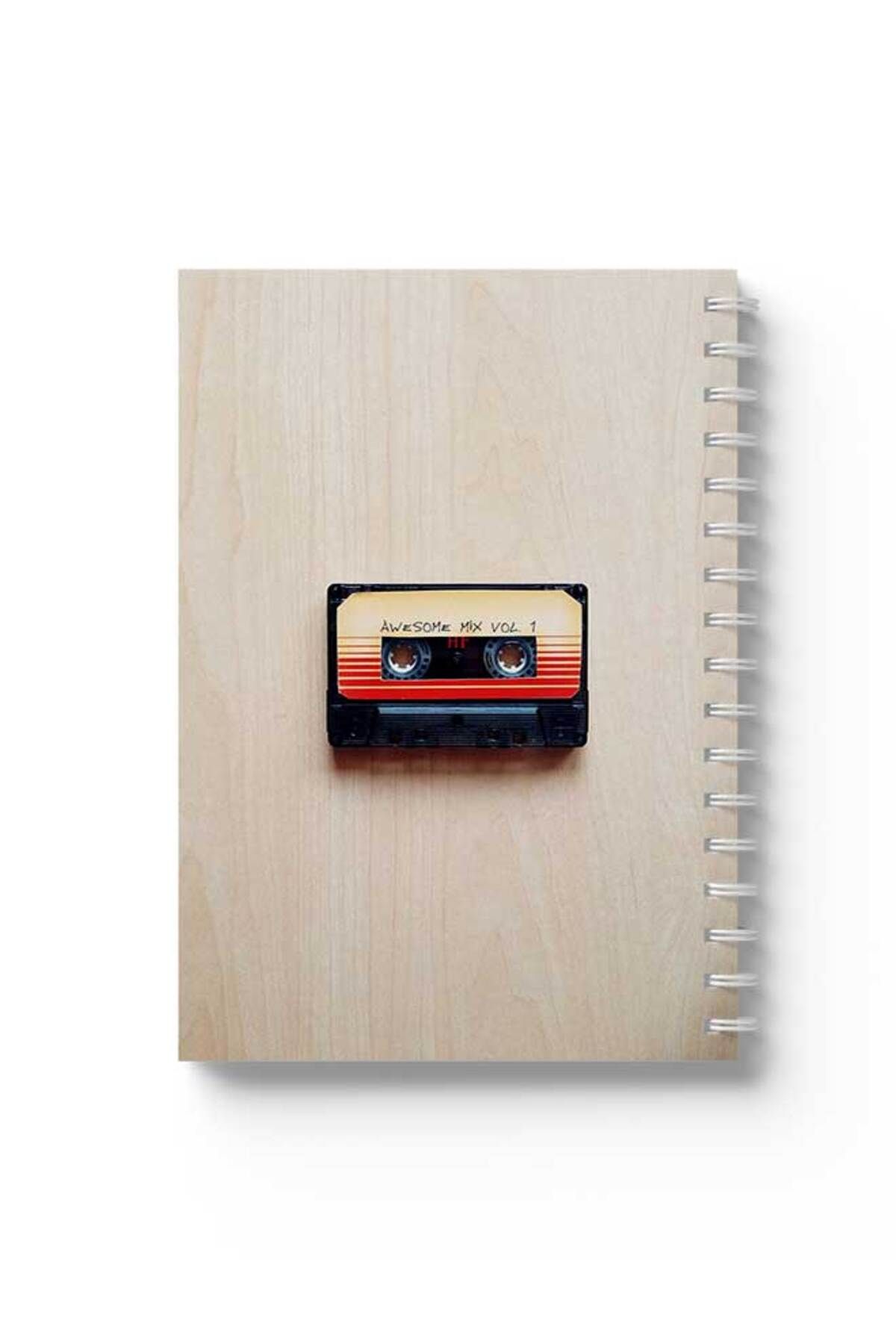 LOWHA-Spiral Notebook with Front and Back Hard Covers Featuring Mix Tape Design 1