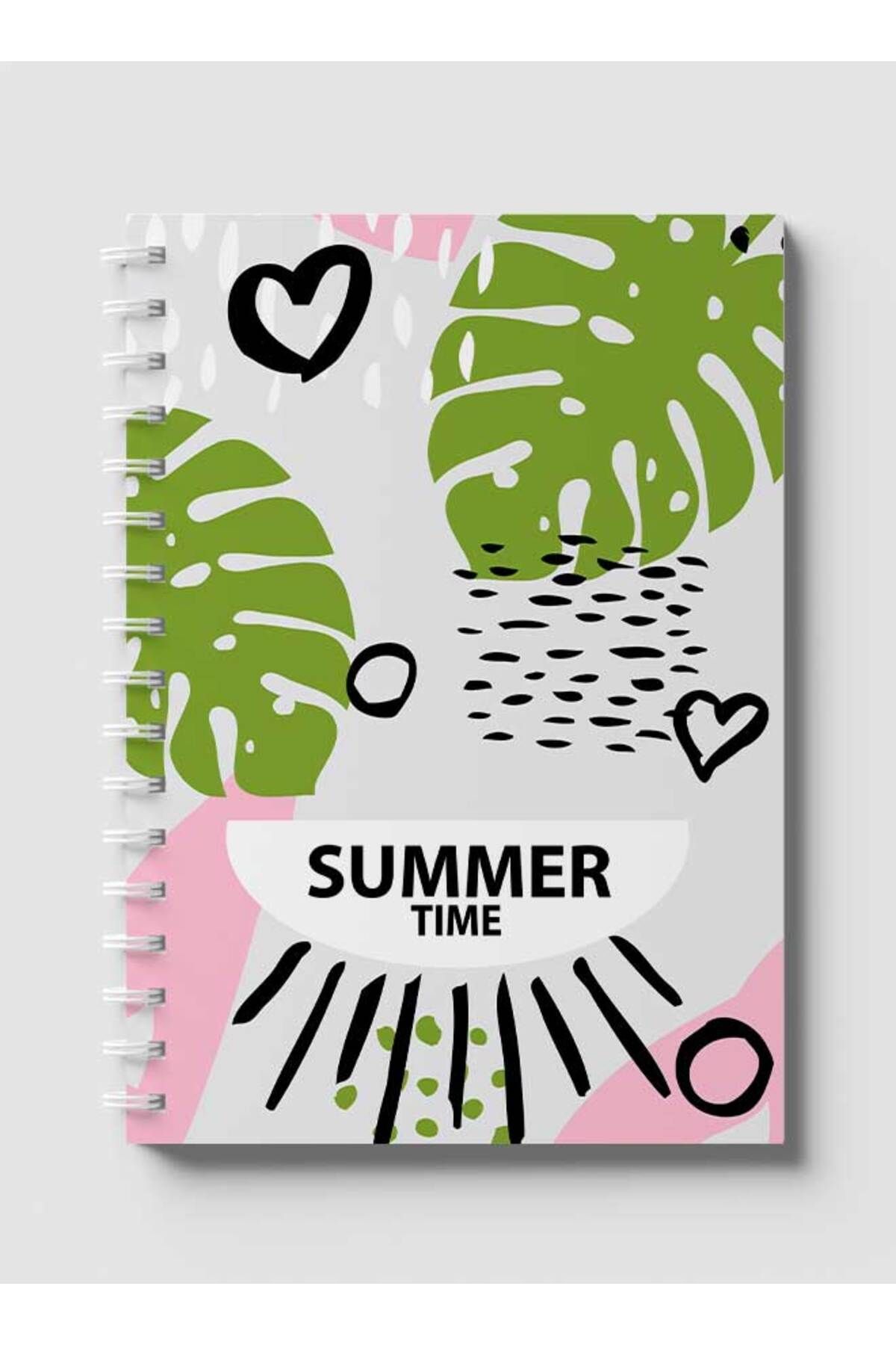 LOWHA-Spiral Notebook with Front and Back Hard Covers Featuring Summer Time Design 1