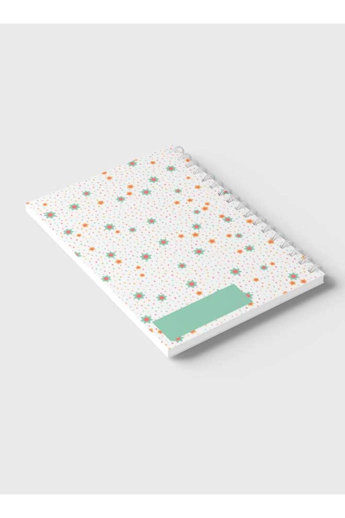 LOWHA-Spiral Notebook with Front and Back Hard Covers Featuring Dots & Stars Design 6