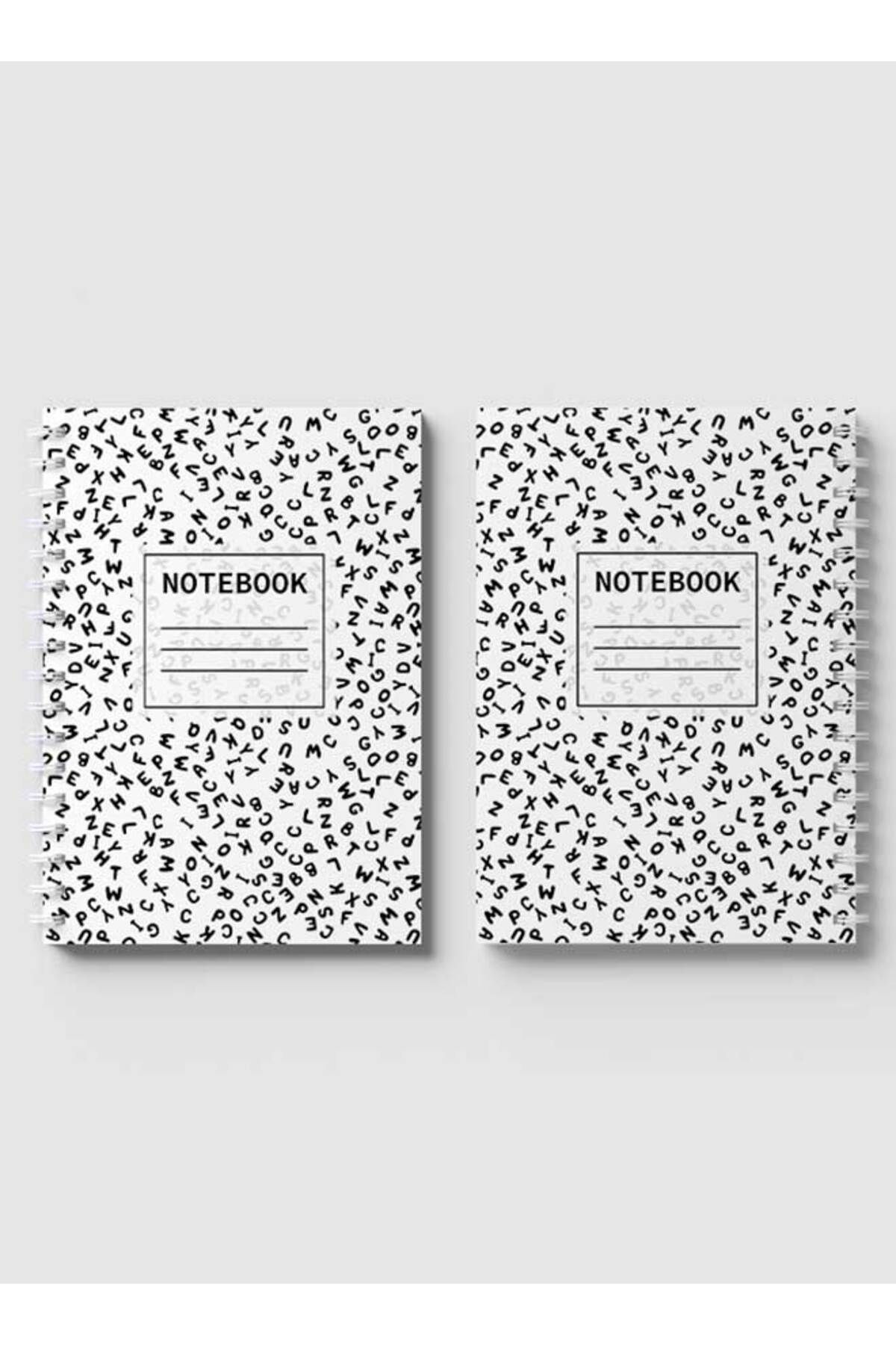 LOWHA-Spiral Notebook with Front and Back Hard Covers Featuring Letters Design 4