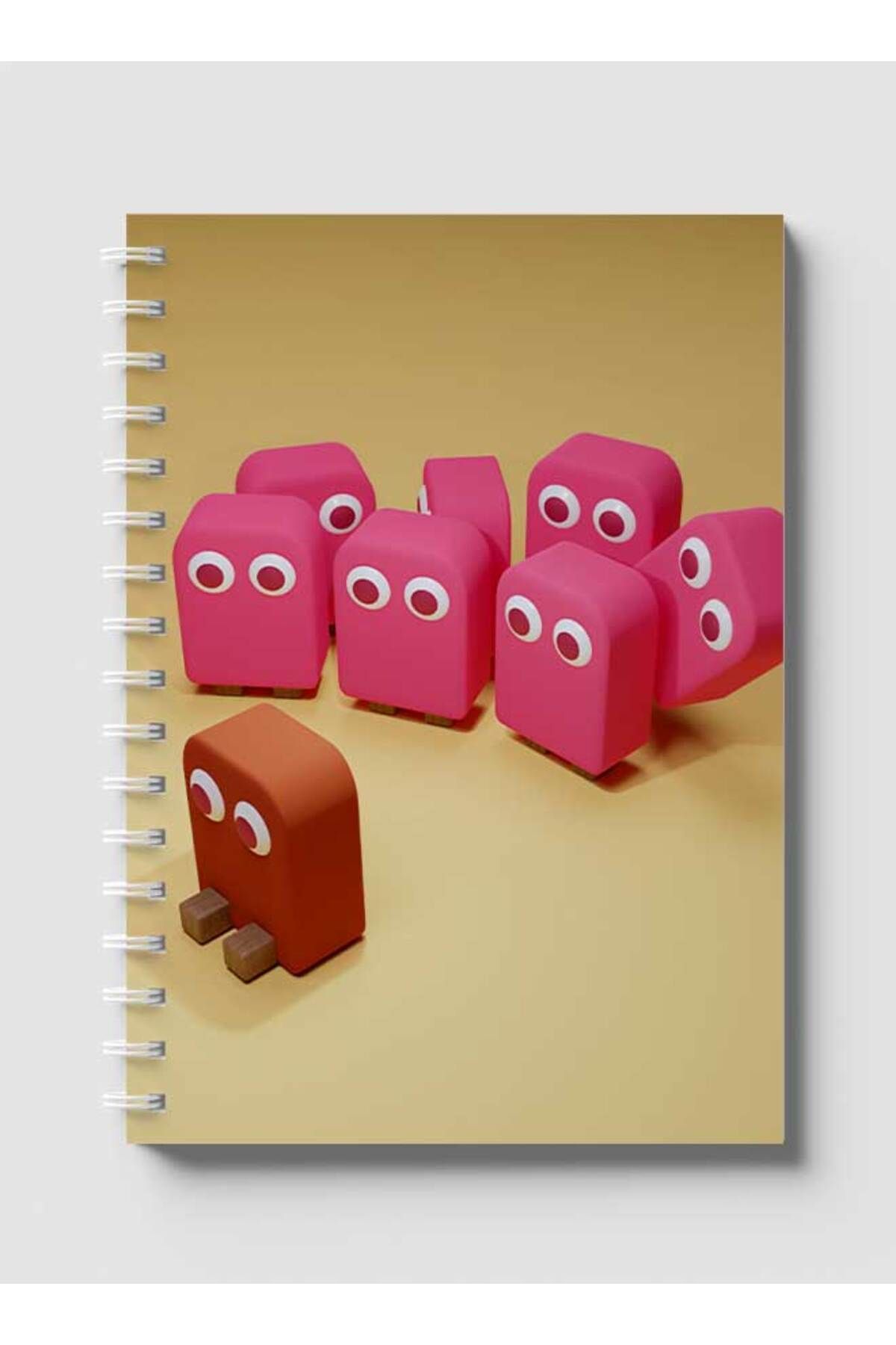 LOWHA-Spiral Notebook with Front and Back Hard Covers Featuring Cartoon D Shape Design 1