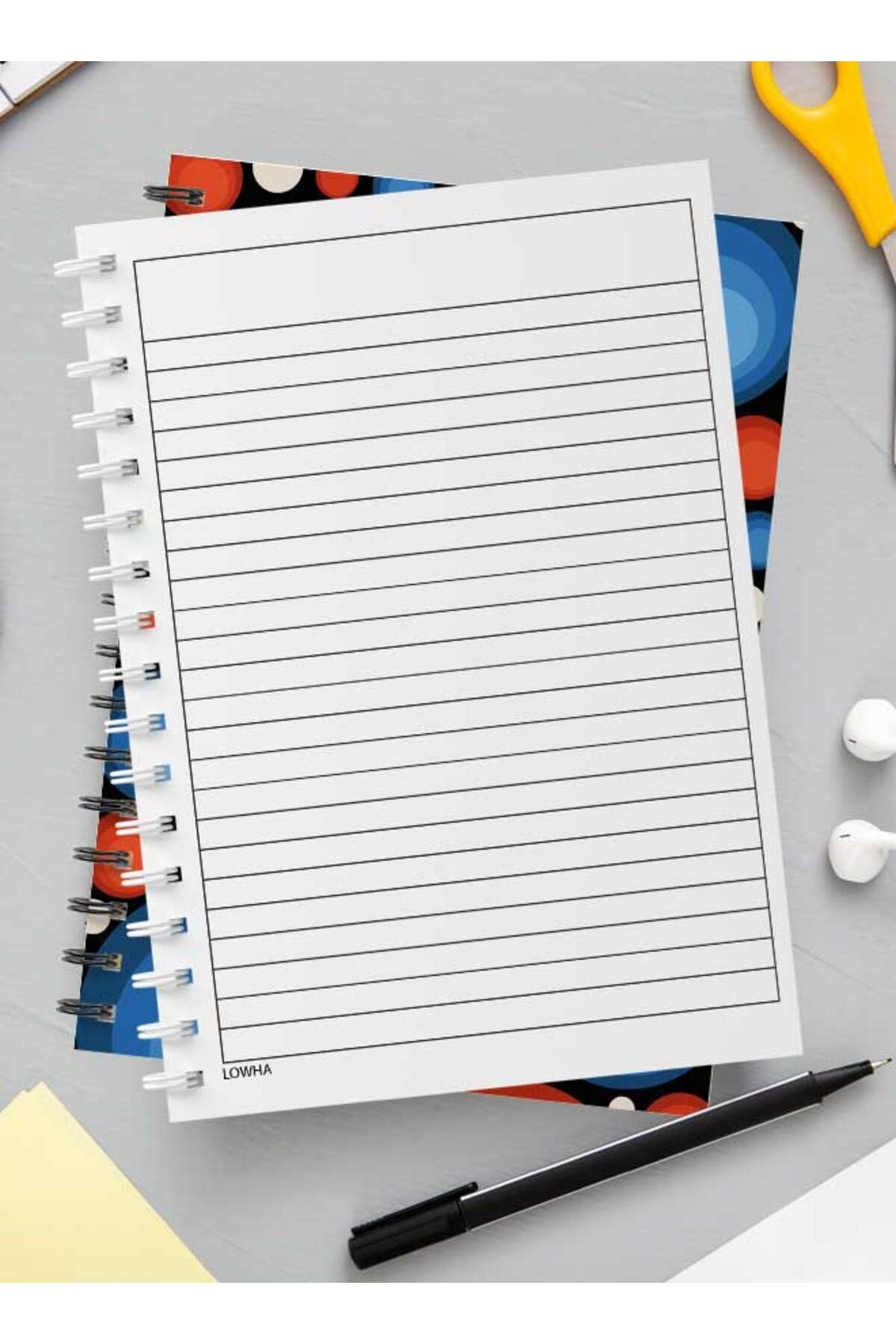 LOWHA-Spiral Notebook with Front and Back Hard Covers Featuring Seamless Colorful Circles Design 3