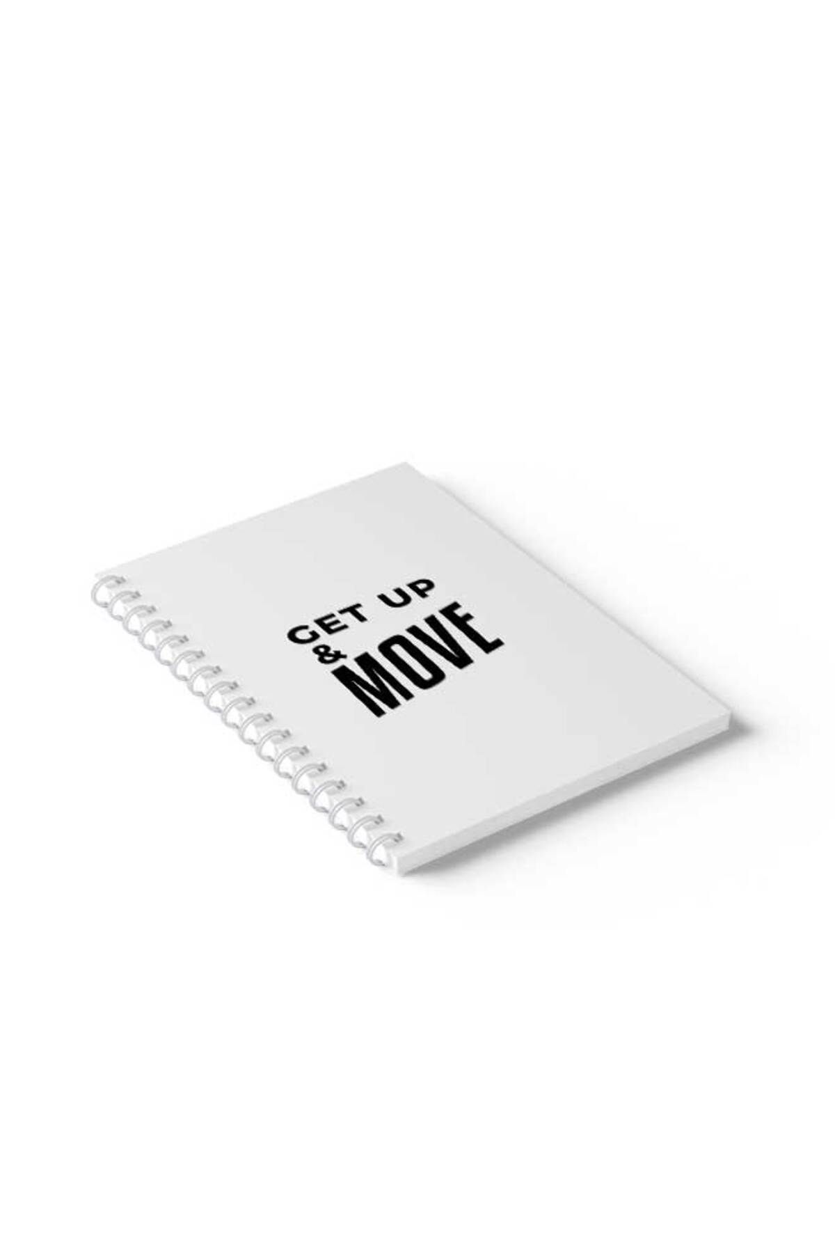 LOWHA-Spiral Notebook with Front and Back Hard Covers Featuring Get Up And Move Design 2