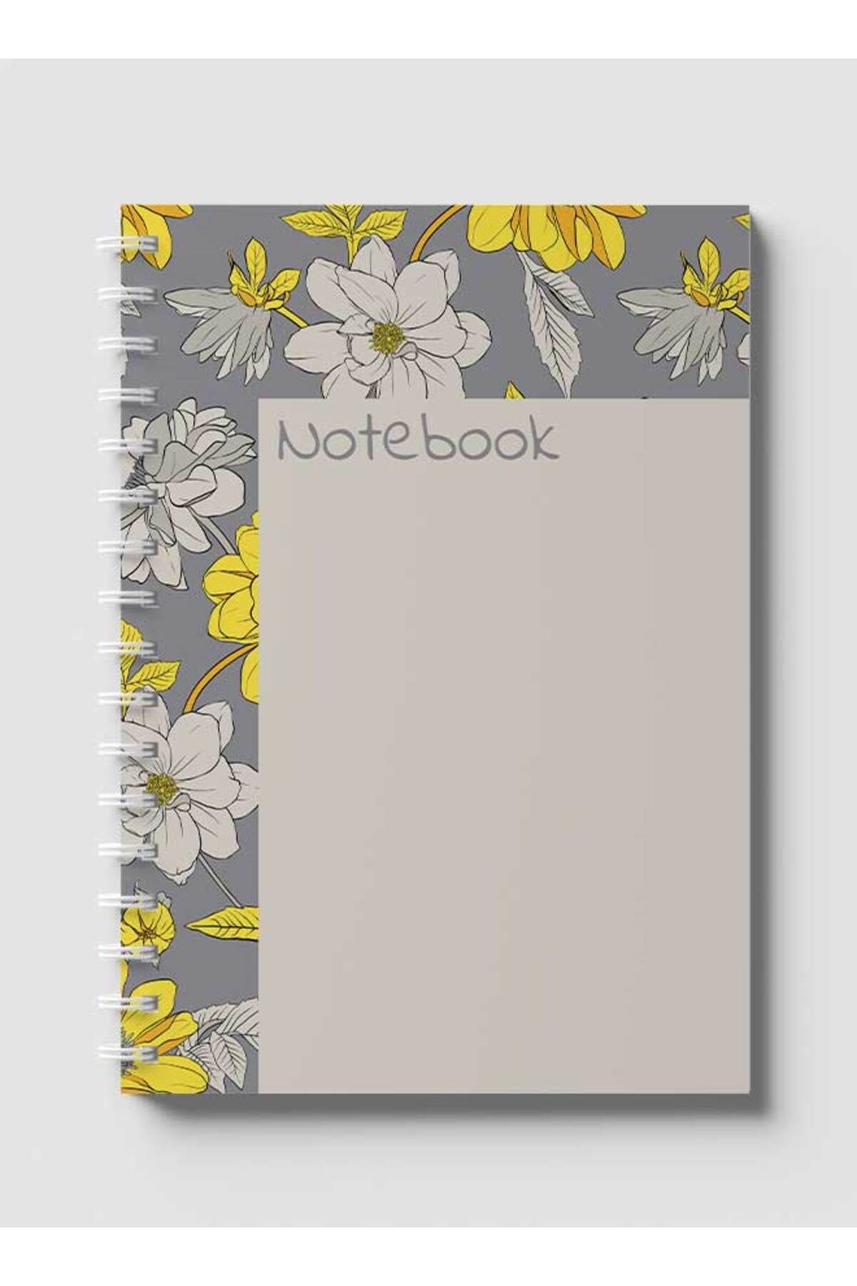 LOWHA-Spiral Notebook with Front and Back Hard Covers Featuring Abstract Floral Vector Design 1