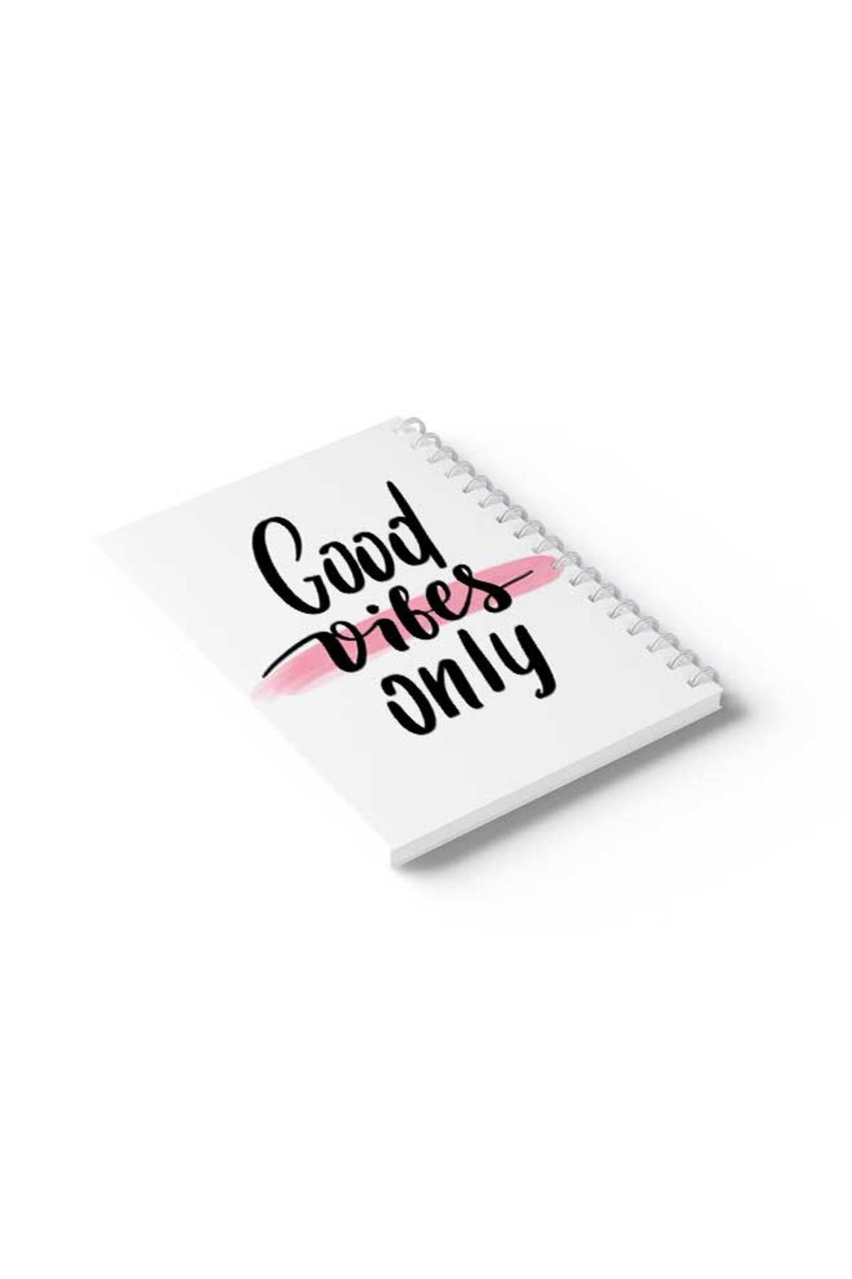 LOWHA-Spiral Notebook with Front and Back Hard Covers Featuring Good Vibes Only Design 6