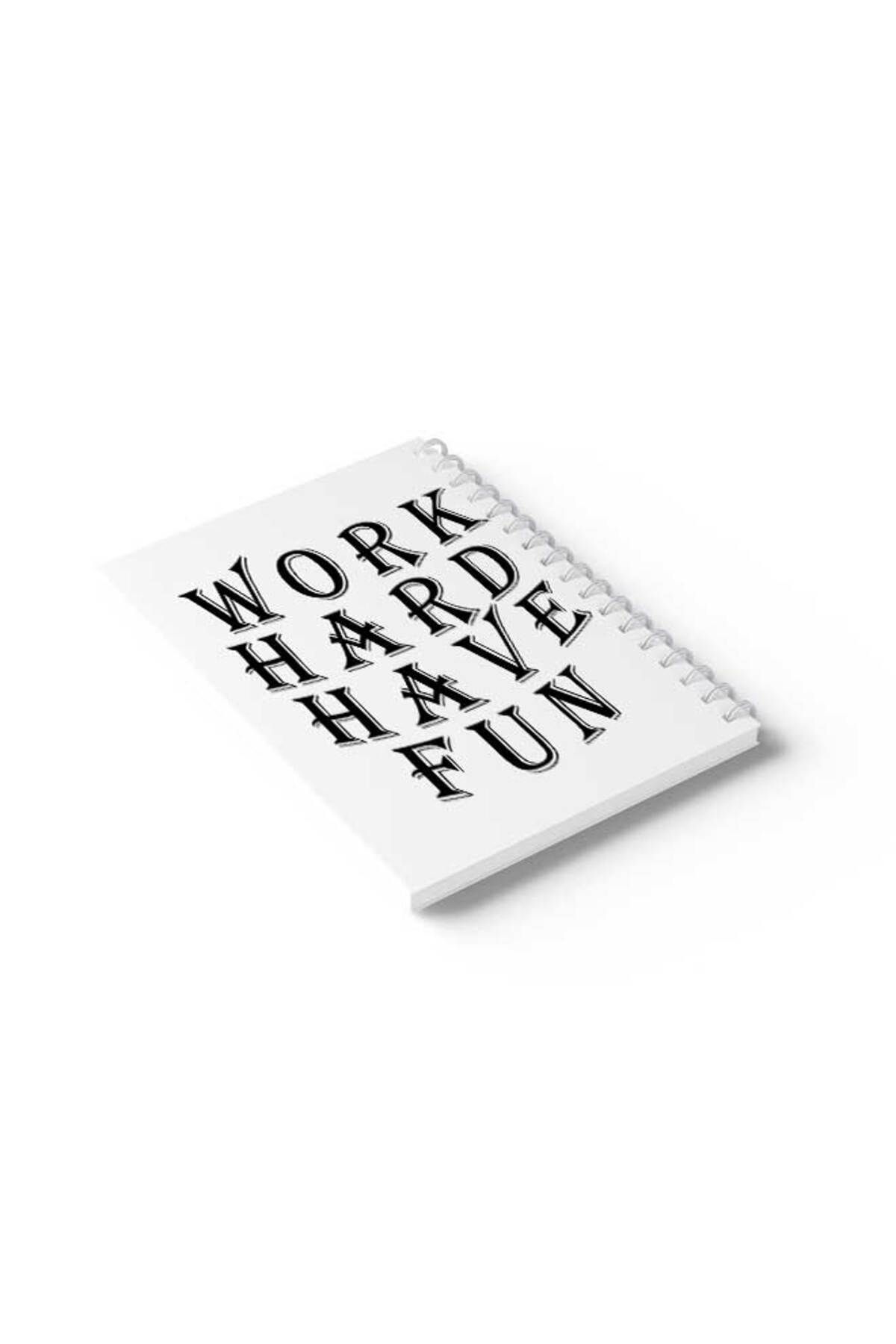 LOWHA-Spiral Notebook with Front and Back Hard Covers Featuring Work Hard Have Fun Design 6