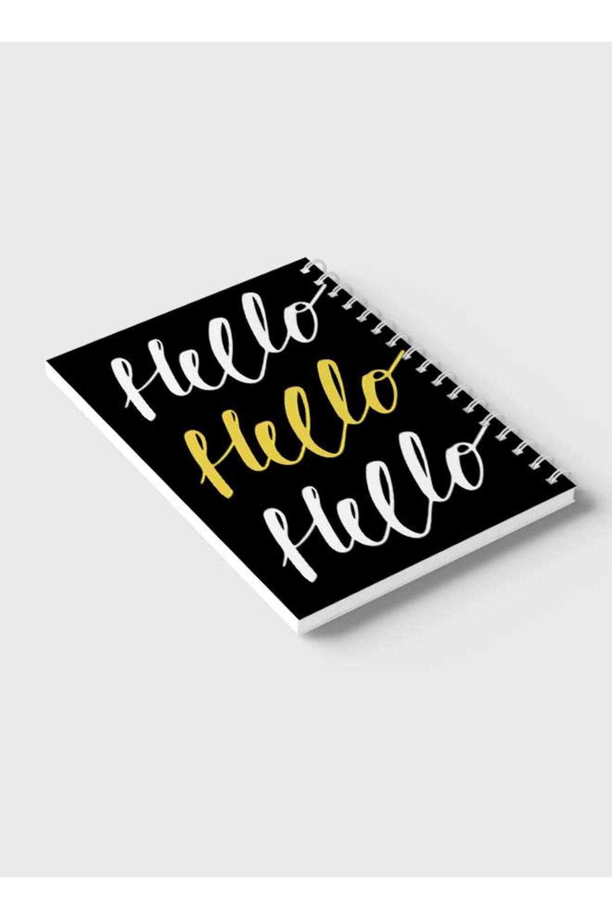 LOWHA-Spiral Notebook with Front and Back Hard Covers Featuring Hello Design 6