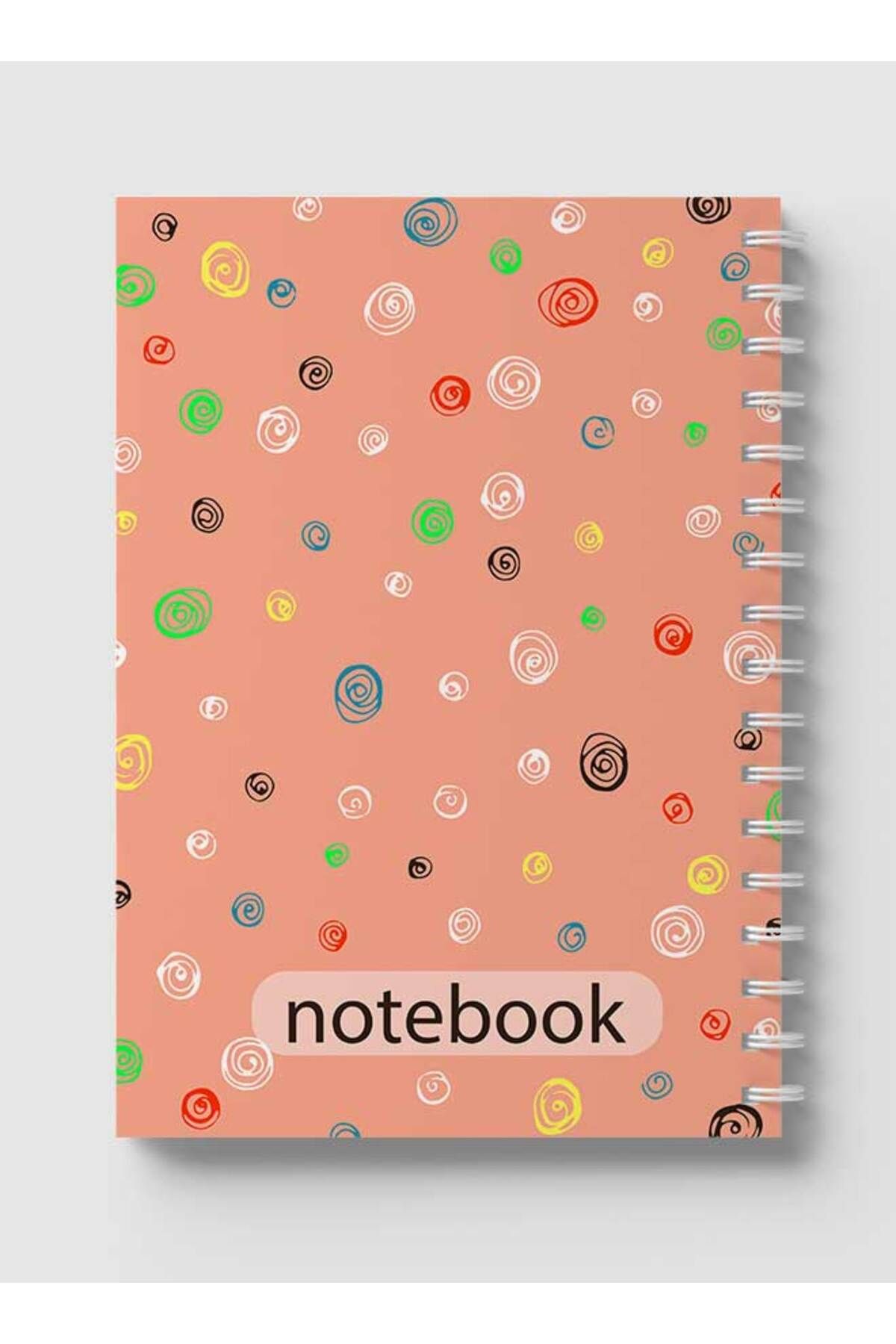 LOWHA-Spiral Notebook with Front and Back Hard Covers Featuring Circular Design 5