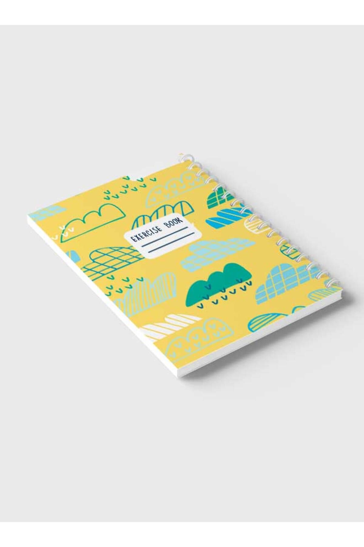 LOWHA-Spiral Notebook with Front and Back Hard Covers Featuring Geometric Drawing Clouds Design 6