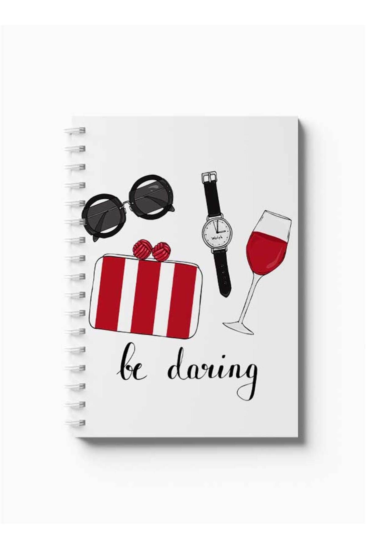 LOWHA-Spiral Notebook with Front and Back Hard Covers Featuring Be Daring Design 5