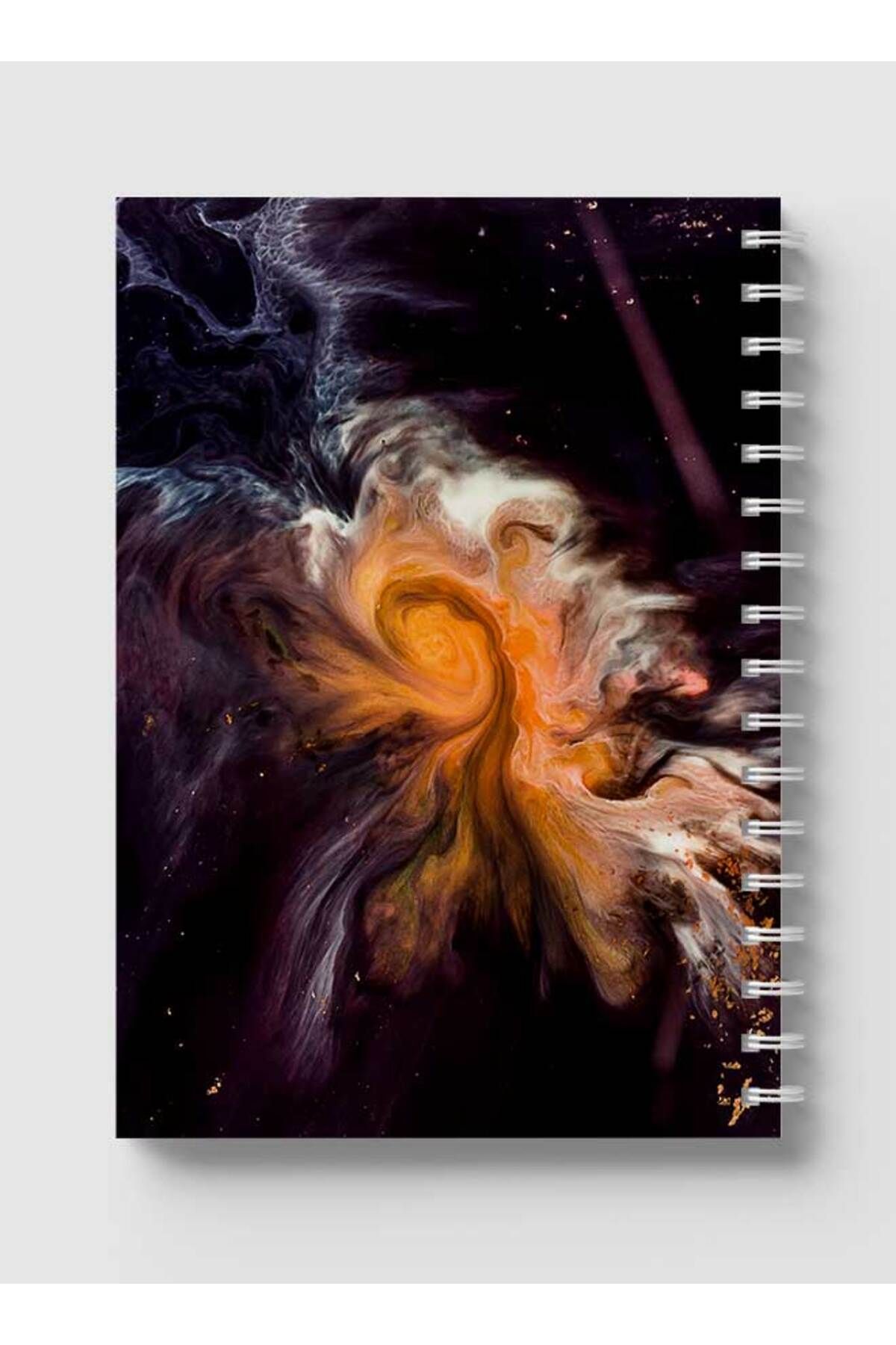 LOWHA-Spiral Notebook with Front and Back Hard Covers Featuring Space Texture Design 5