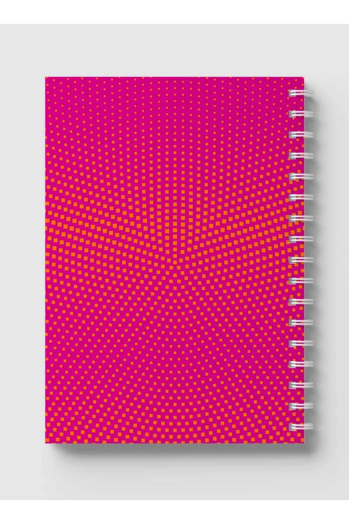 LOWHA-Spiral Notebook with Front and Back Hard Covers Featuring Square Halftone Yellow Design 5