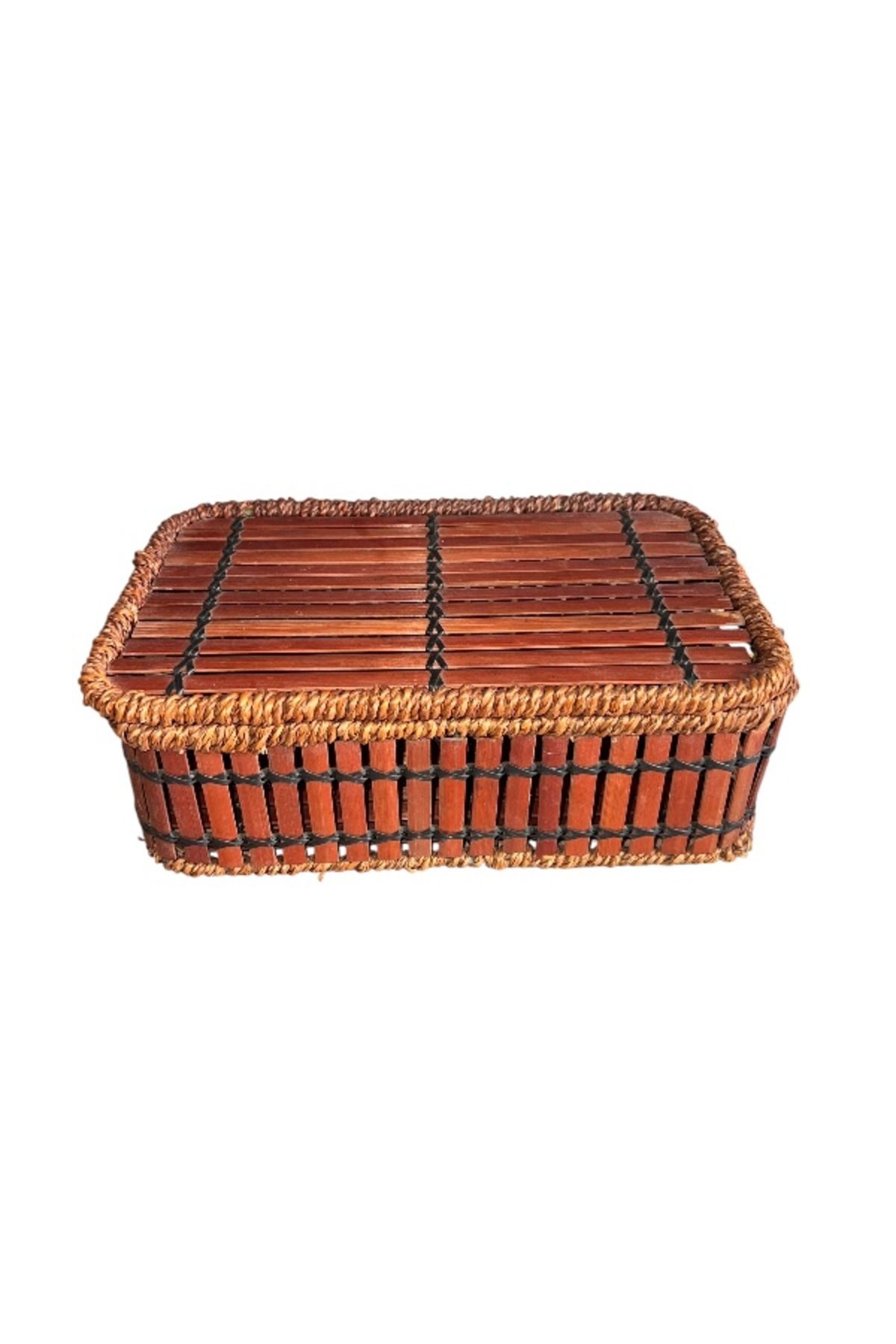 onyyapim-Multi-Purpose Wicked Rectangular Basket with Lid – 10X28X18 cm 5