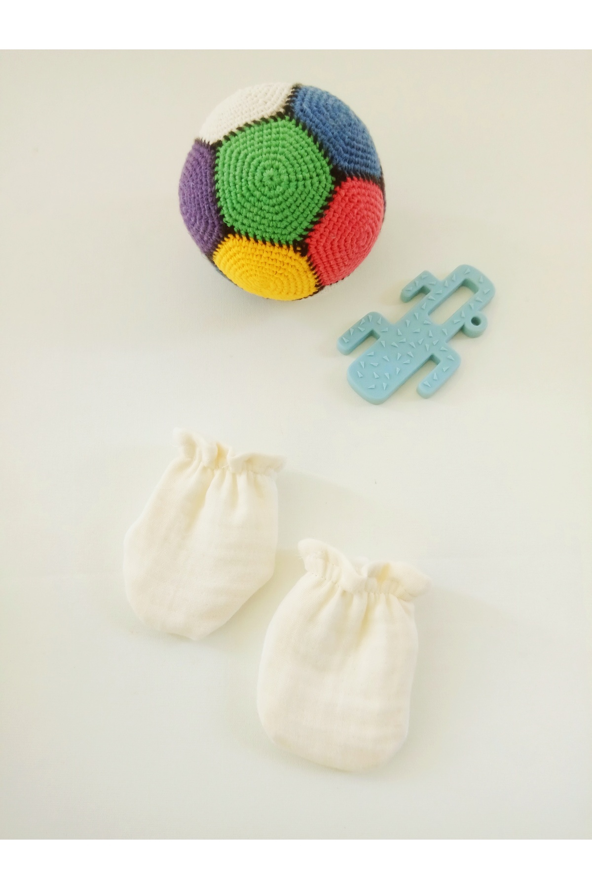 Wenaris Yenidoğan 2'lı Eldiven & Kız Erkek Bebek Eldiven %100 Pamuk Müslin Kumaş fotoğrafı 2 (önizleme)