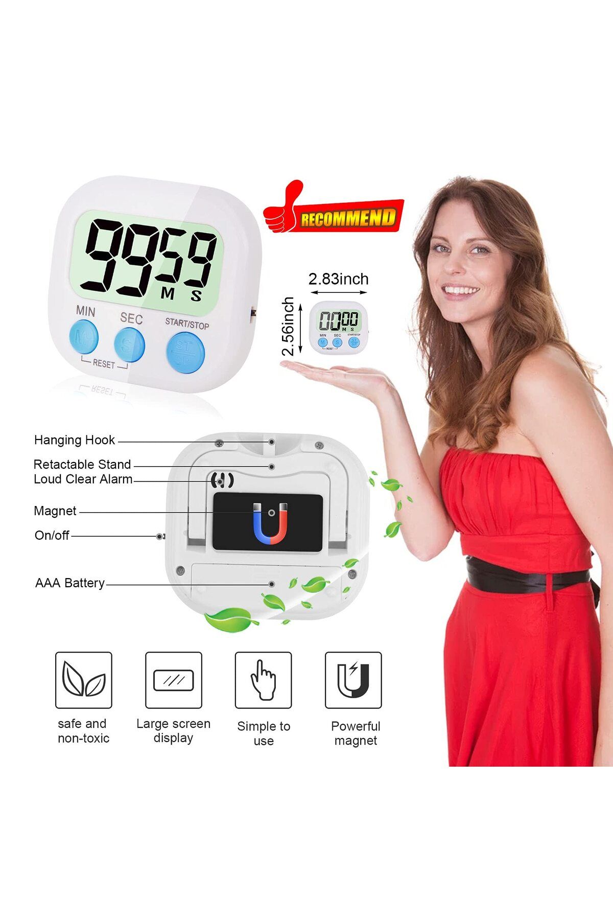 COOYA-4-Piece Multi-Function Electronic Timer,Learning Management,Suitable for Kitchen,Study,Work,Exercise 3