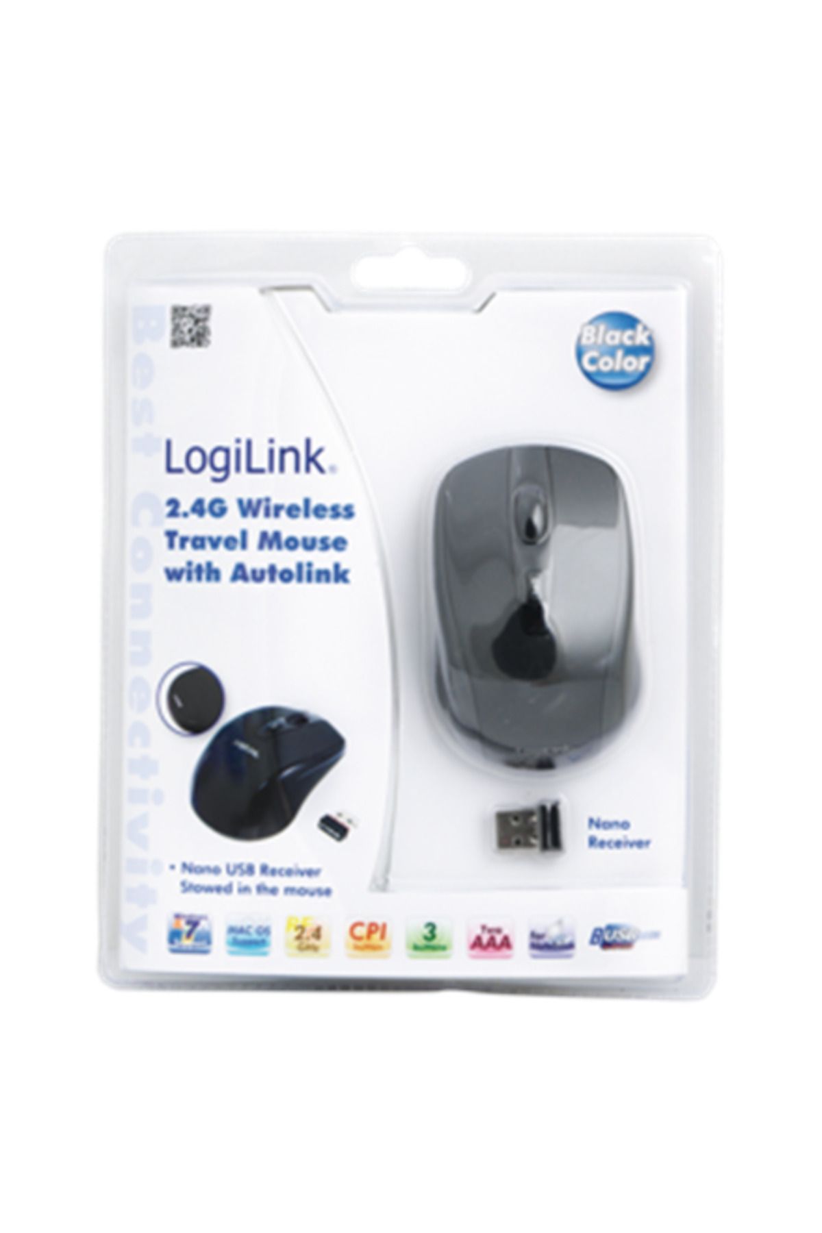 LogiLink-| Maus optisch Funk 2.4 GHz | 2.4GH bezprzewodowa mini mysz z autolink | bezprzewodowa 3