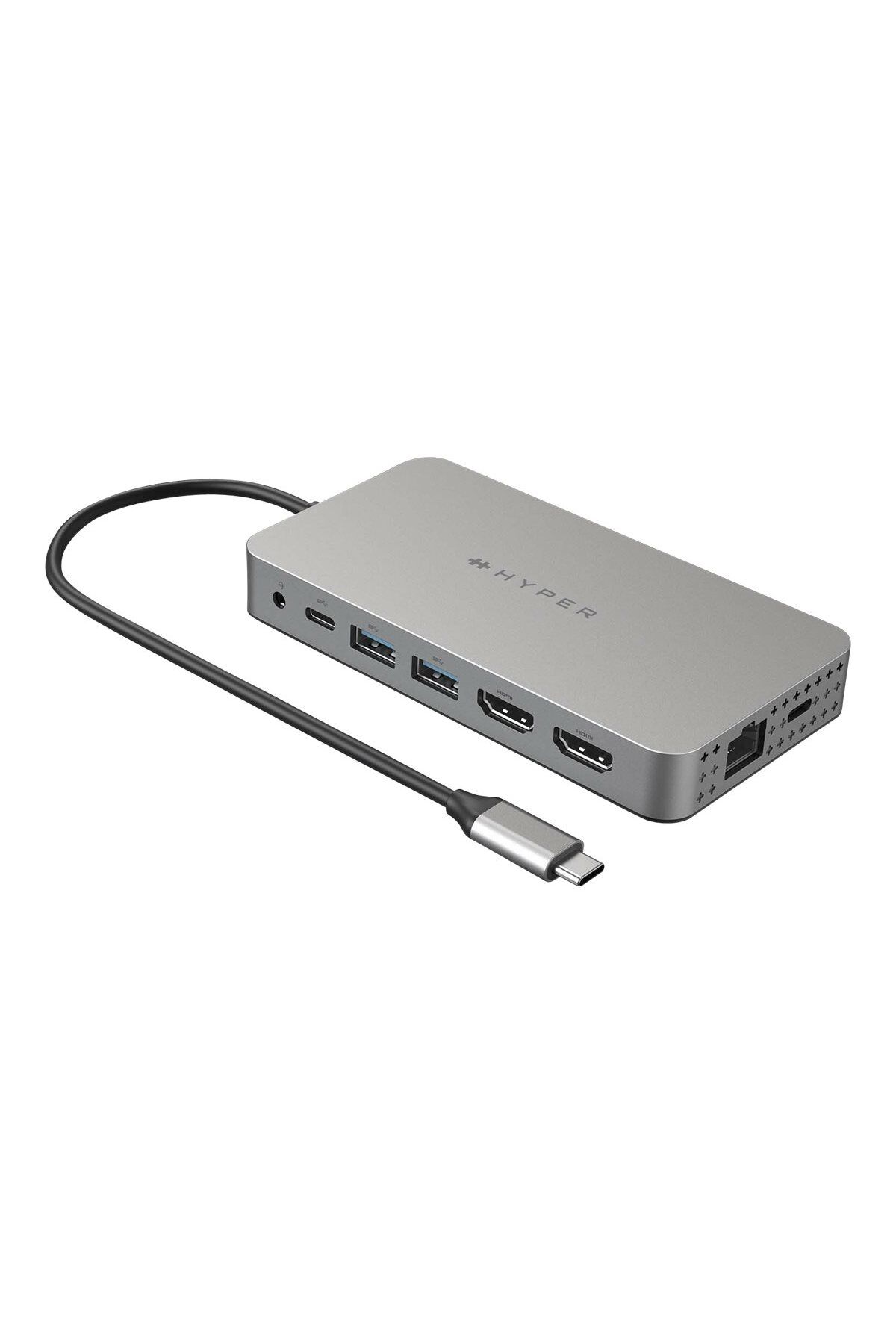 3DHyperStudio-Uniwersalna Stacja Dokująca HyperDrive USB-C 10w1 z Podwójnym HDMI i Portami Ethernet LAN (RJ-45) 1