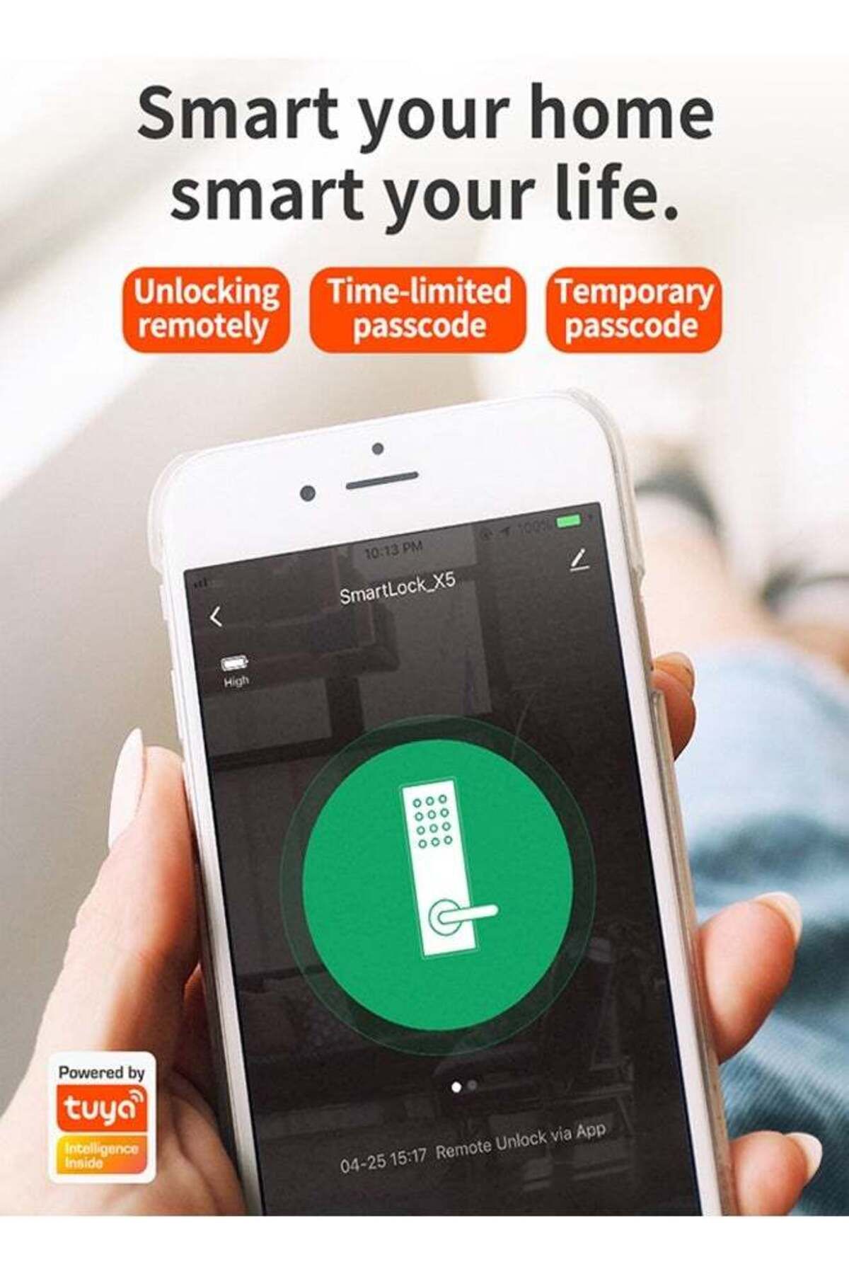 Saharaz-5 IN 1 Double Bolt Smart Door Lock,SupportSmart Home System,With Fingerprint and Code,for Home 4