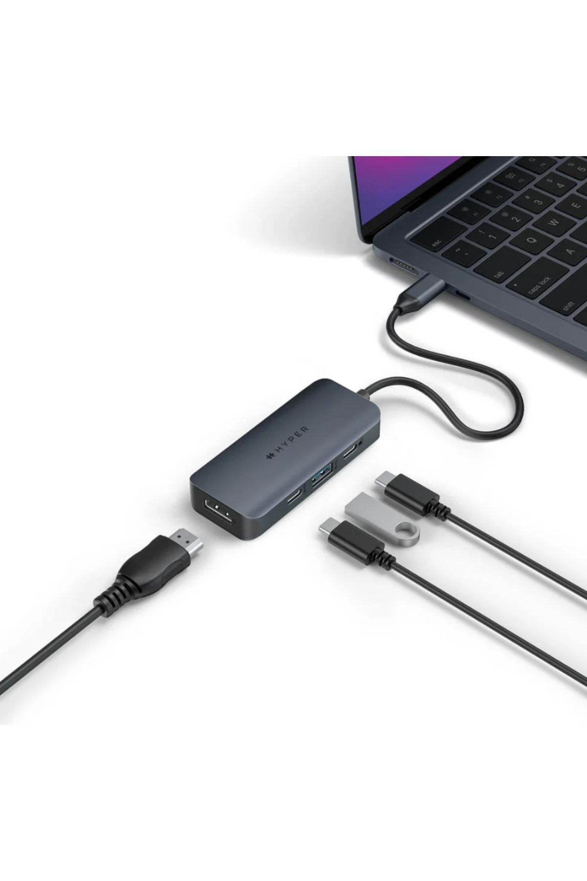 3DHyperStudio-Hub USB-C universal 4-în-1 HyperDrive EcoSmart Gen.2 cu alimentare PD de 100 W, tip pass-thru 4