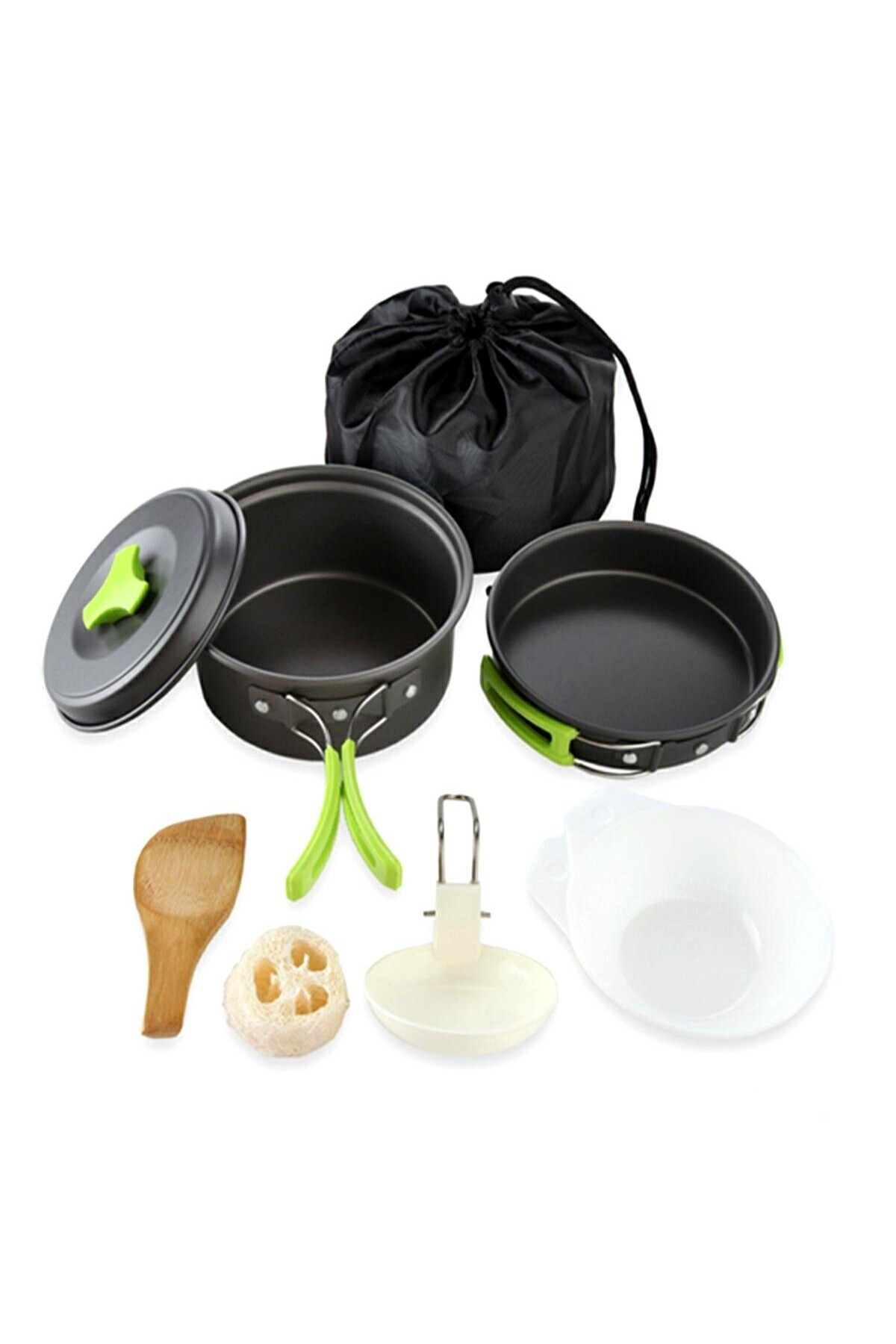 Aptel Set Vase Pentru Camping, 9 Elemente, Aluminiu/plastic, Negru - One Size
