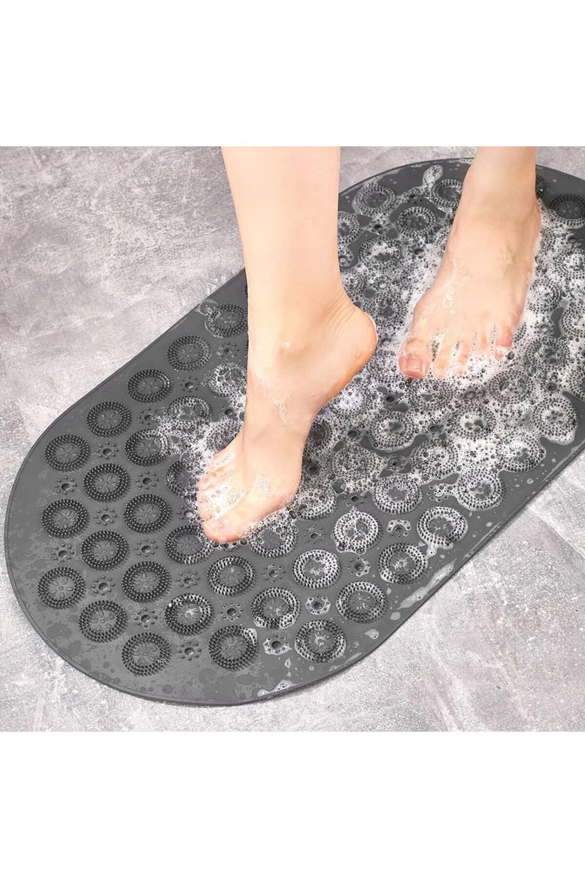 decorev Masajlı Vantuzlu Kaydırmaz Banyo ve Duş Paspası - Antrasit