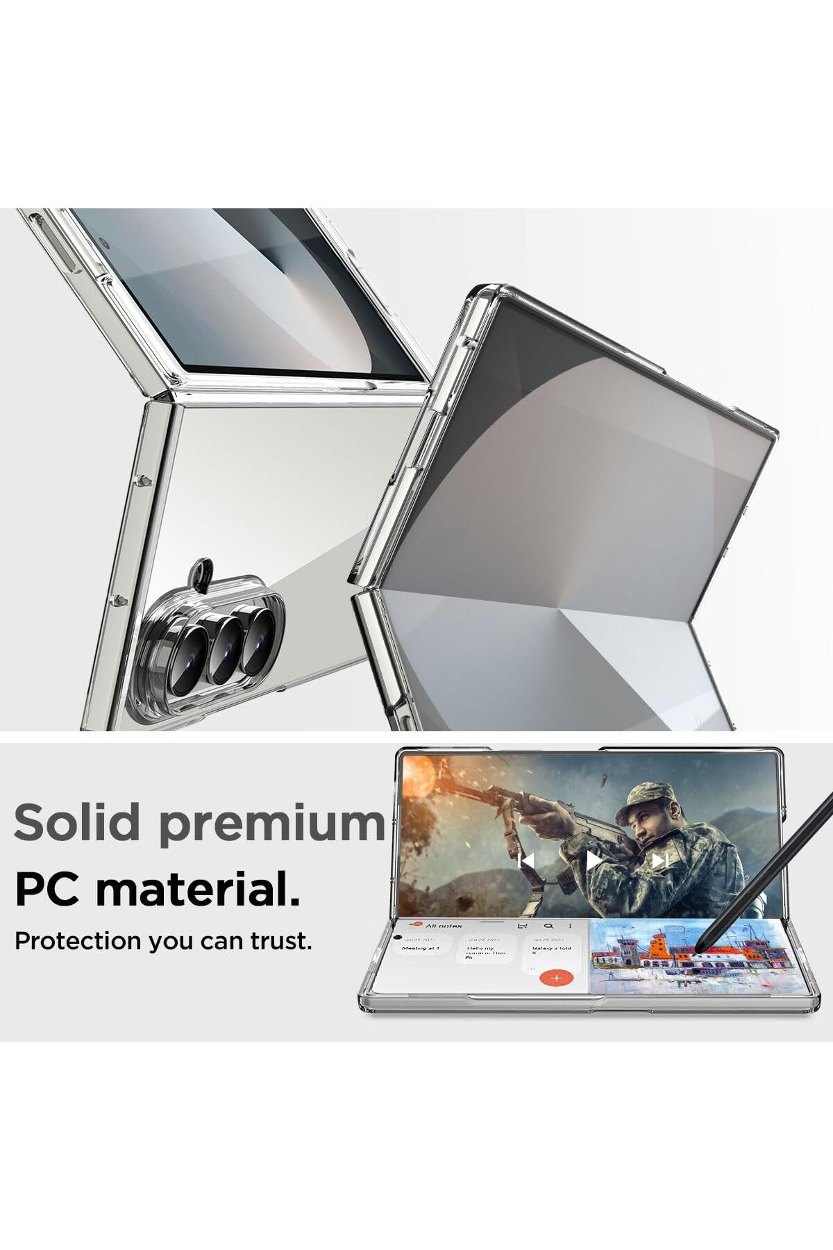 AWH-جراب شفاف لجهاز Z Fold 7: مصنوع من مادة PC/TPU الصلبة، مقاوم للصدمات والخدش 4