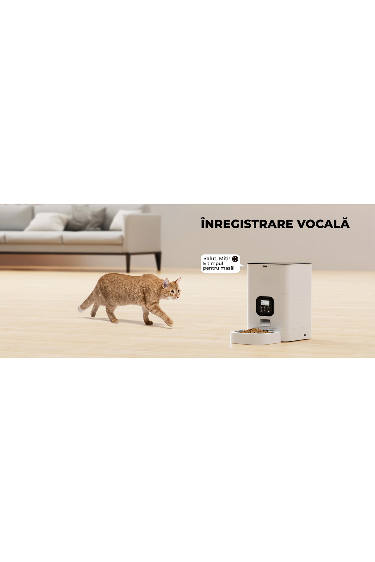 Elindor-Hrănitor automat pentru câini și pisici, cu funcție de setare a intervalului de hrănire, capacitate 4L, alb 8