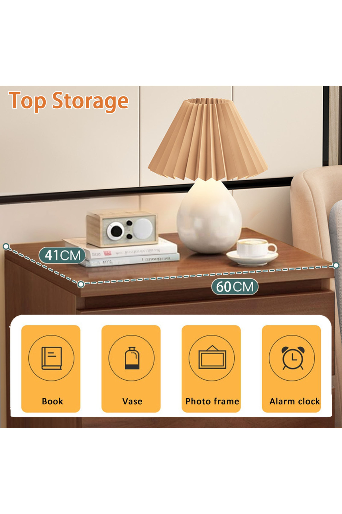 EqiEch-Modern 3-Layer Wooden Nightstand with Drawers and Finger-Pull Design (60x41x69 cm) 3