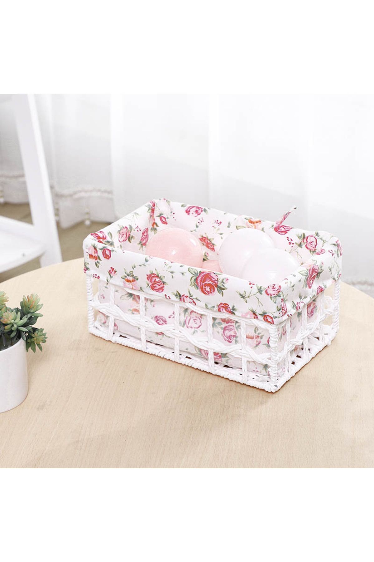 Cozy Nest-Set of 3 Woven Storage Baskets Rectangular Woven Bins with Plastic Frame, Removable Fabric Lining 3