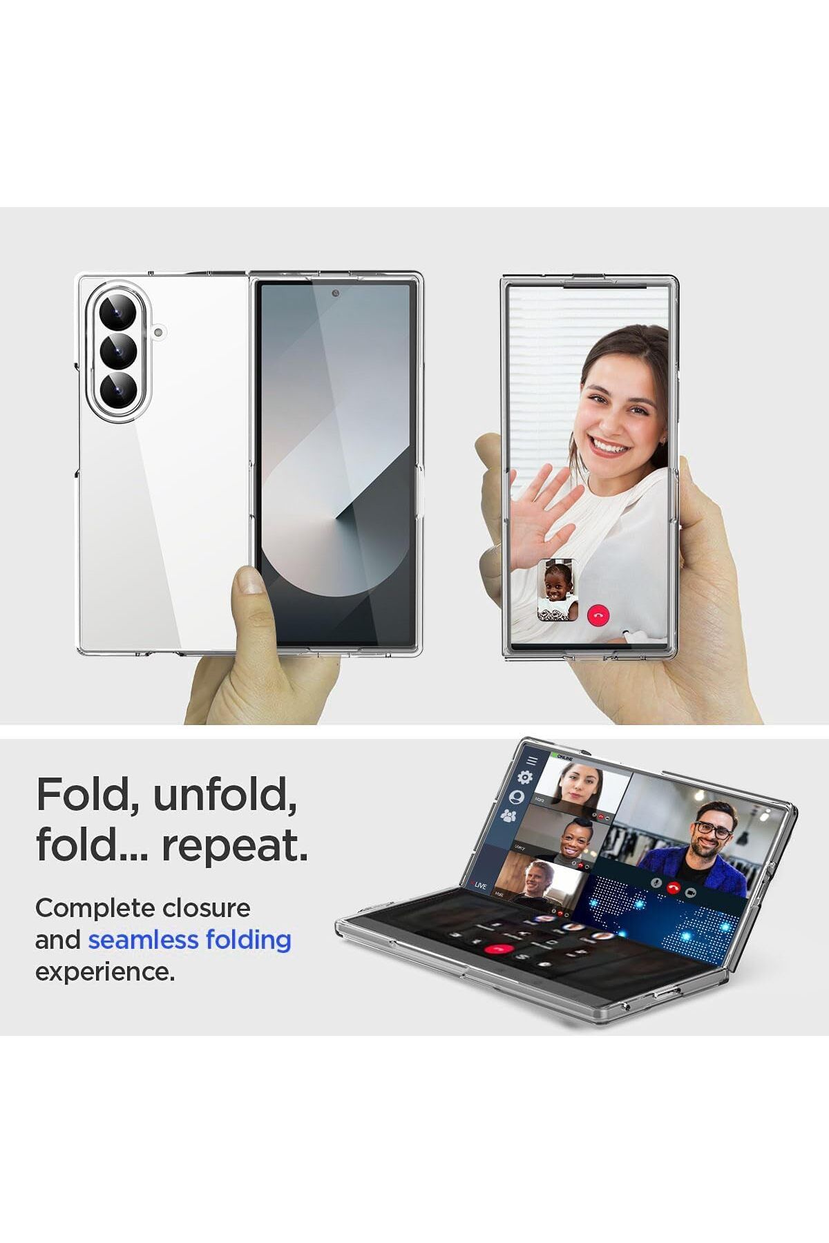 AWH-جراب شفاف لجهاز Z Fold 7: مصنوع من مادة PC/TPU الصلبة، مقاوم للصدمات والخدش 7