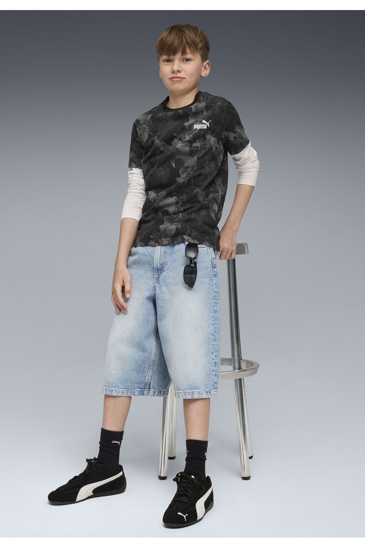 Puma-Essentials Camo All-Over Print Tee Youth 5