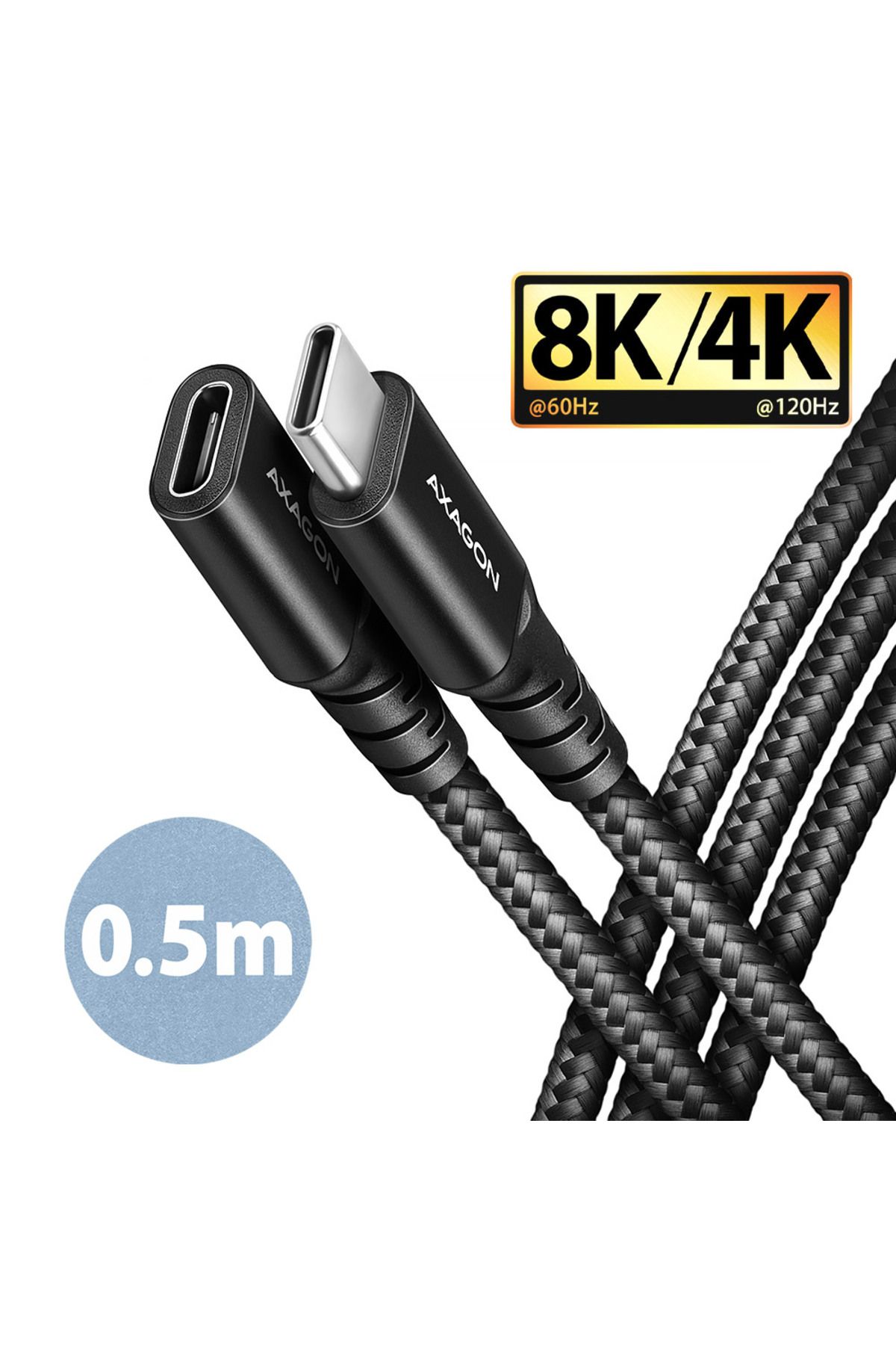 Axagon-Cablu prelungitor USB 20Gbps, 0,5 m | BUCM32-CF05AB | USB-C la USB-C 1