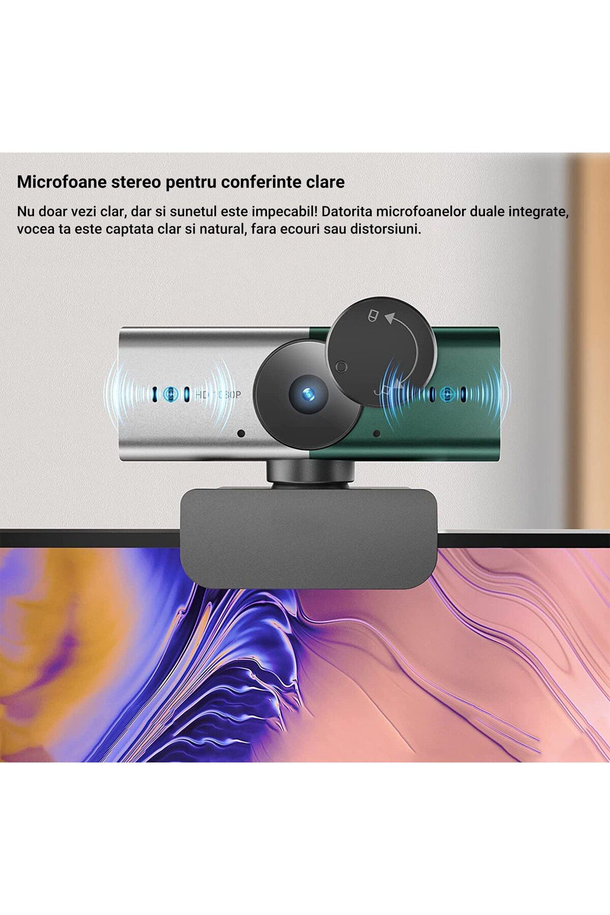 WowStep-Camera Web, 1080p 30fps, Auto-Focus, 360 Grade, Microfon Reducere Zgomot, USB, Trepied 7