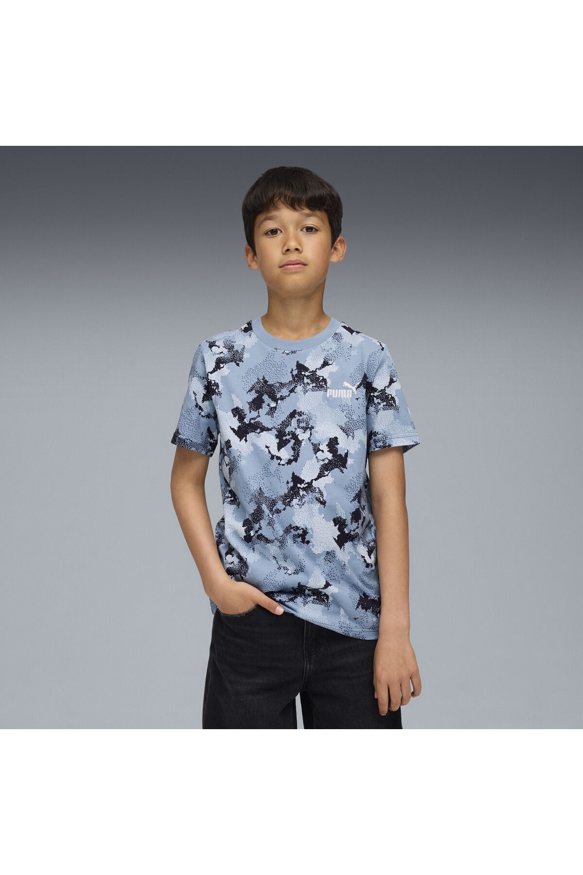Puma-Essentials Camo All-Over Print Tee Youth 2