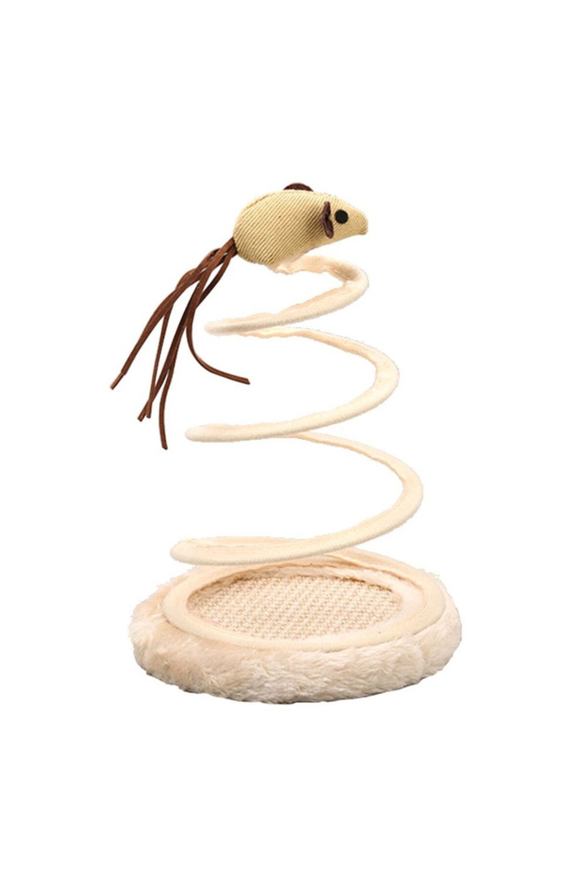 Mercaton-Interactive toy for kittens, Claw sharpener, Mouse with long tail model, 15 x 23 cm, Beige 2