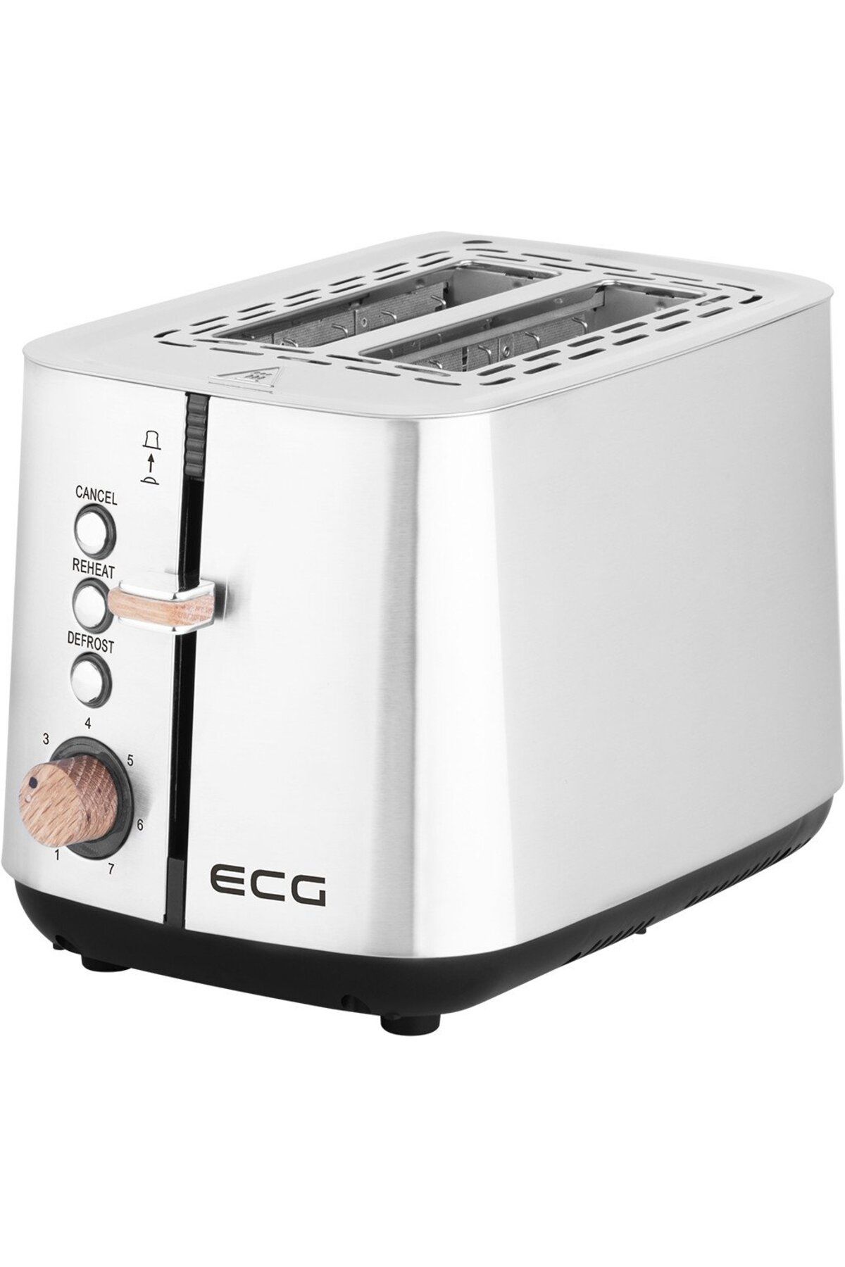 ECG-Prăjitor de pâine din lemn ST 2767, 925 W, 2 felii, 7 niveluri de rumenire, oțel inoxidabil 2