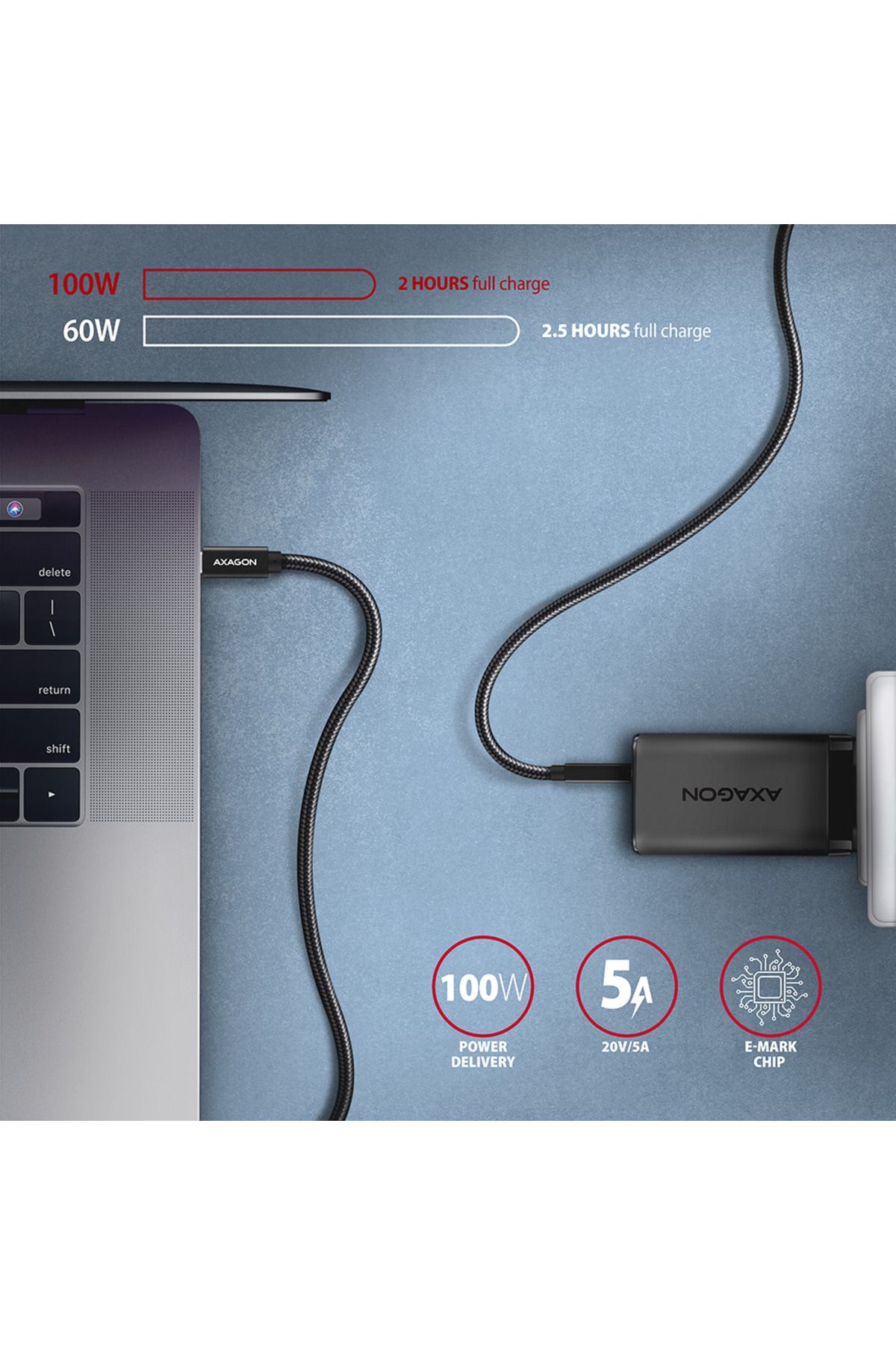 Axagon-Data and charging USB 2.0 cable, 1.5 m | BUCM32-CM15AB | USB-C to USB-C 4