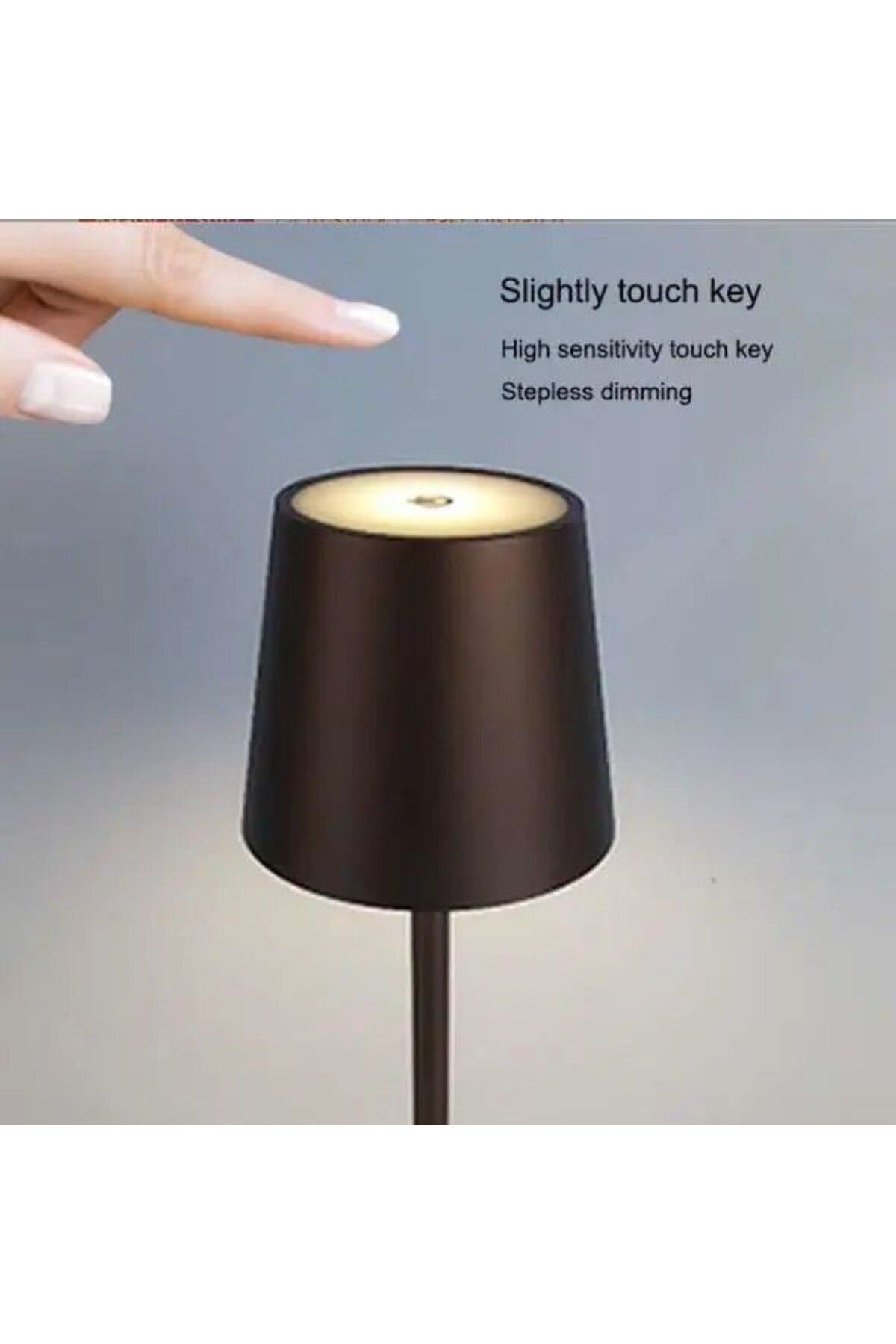 Tescomak-Rechargeable touch LED table lamp with telescopic rod, black 5