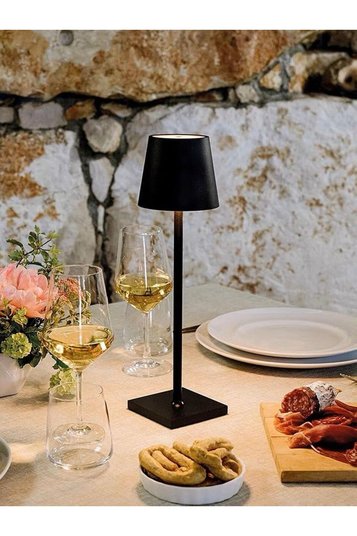 Tescomak-Rechargeable touch LED table lamp with telescopic rod, black 8