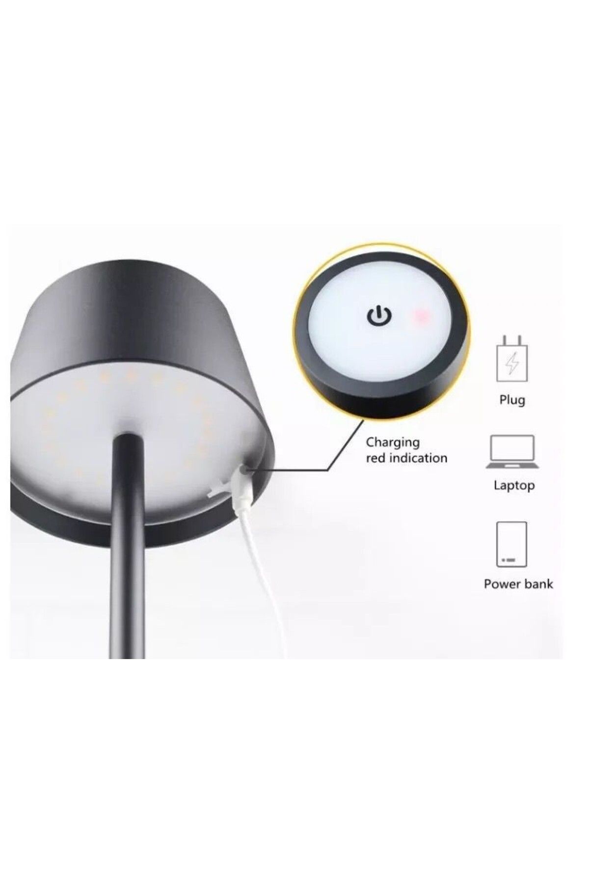 Tescomak-Rechargeable touch LED table lamp with telescopic rod, black 12