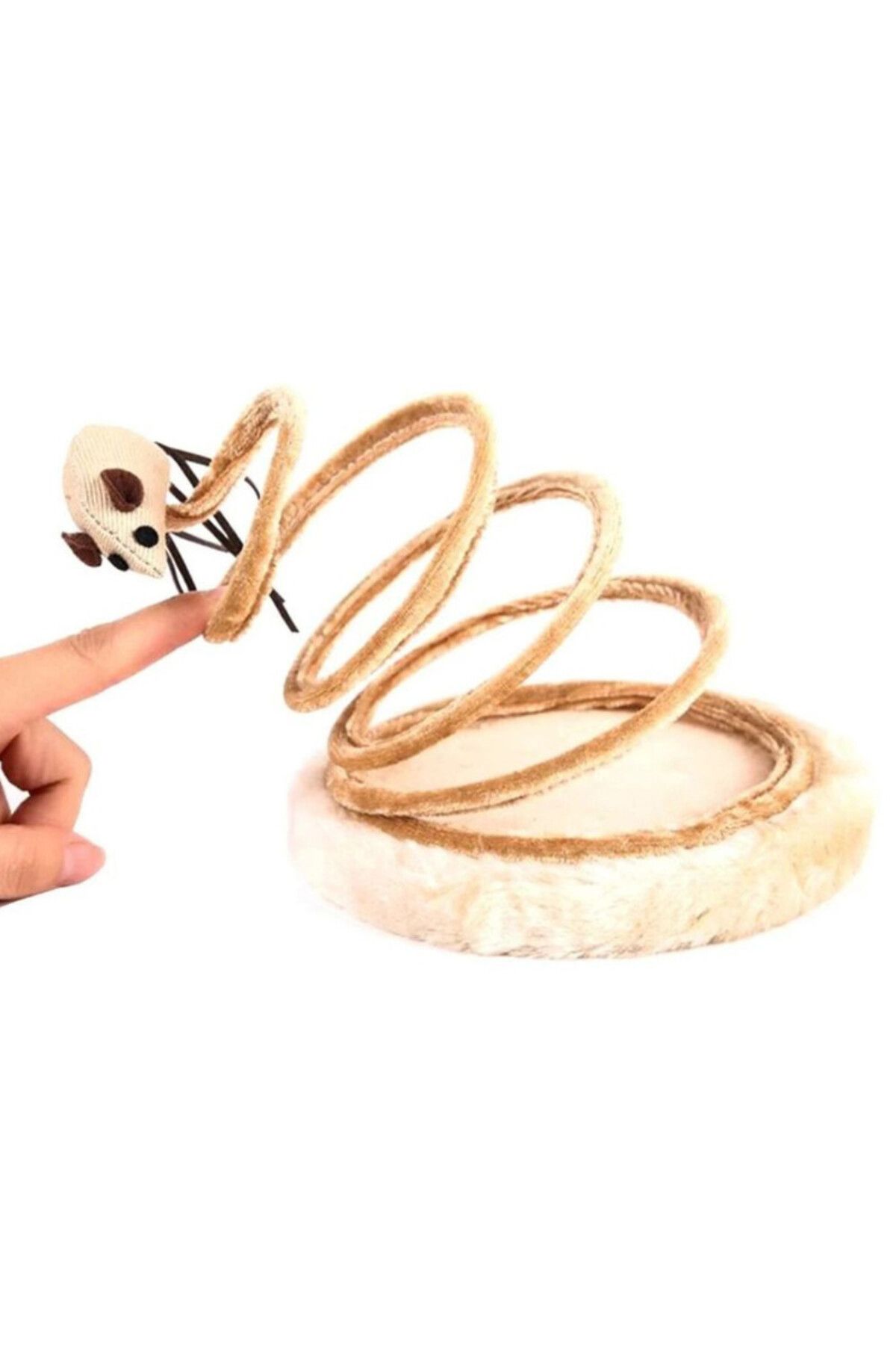 Mercaton-Interactive toy for kittens, Claw sharpener, Mouse with long tail model, 15 x 23 cm, Beige 5