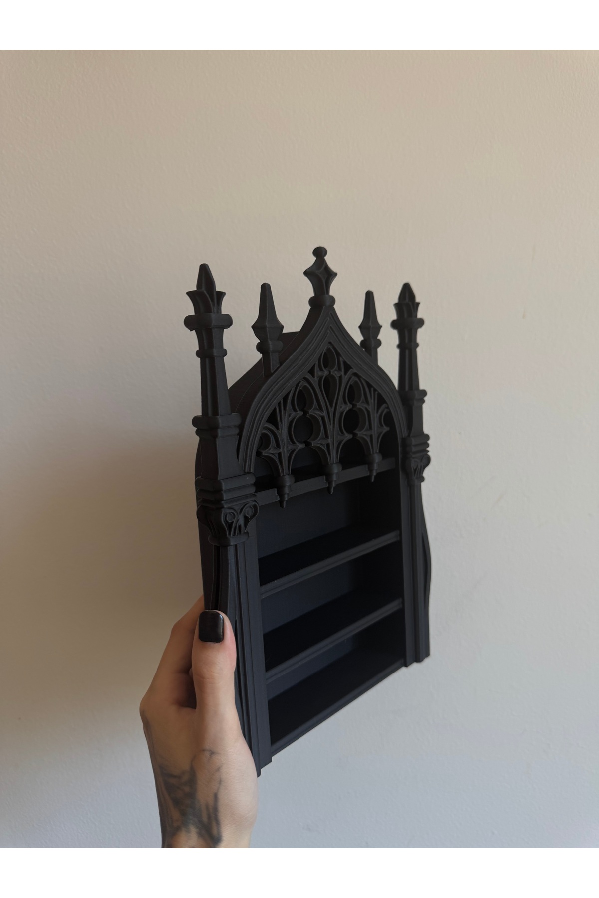 Estante decorativo con temática de catedral gótica | Impresión en color 3D | 23 cm Para decoración oscura y gótica