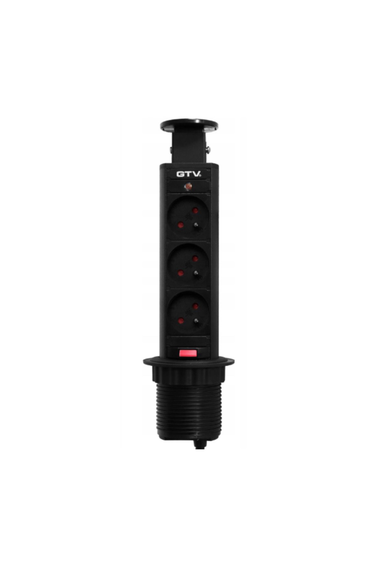 GTV-Retractable Built-in Socket Round,GTV,Diameter 60mm,3 Schuko Sockets,Cable 1.5,IP20,Max 3600W,Black 5