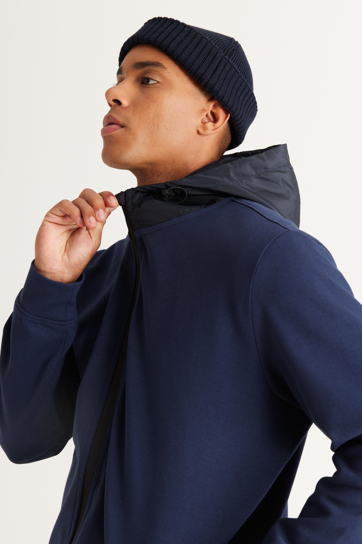 AC&Co / Altınyıldız Classics  Erkek Lacivert Standart Fit Normal Kesim Kapüşonlu Fermuarlı Sweatshirt - Görsel 5