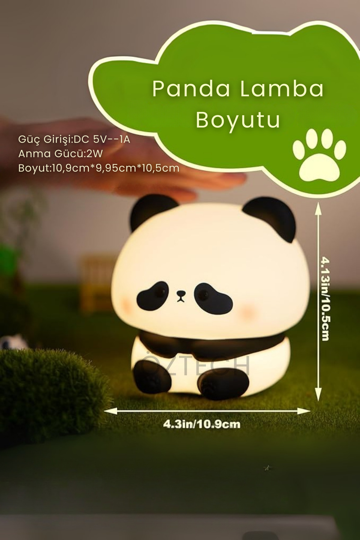 DTULTRA2 Şarjlı Dokunmatik Panda Gece Lambası Çocuk Bebek Oda Lambası Renk Değiştiren Silikon Panda fotoğrafı 6 (önizleme)