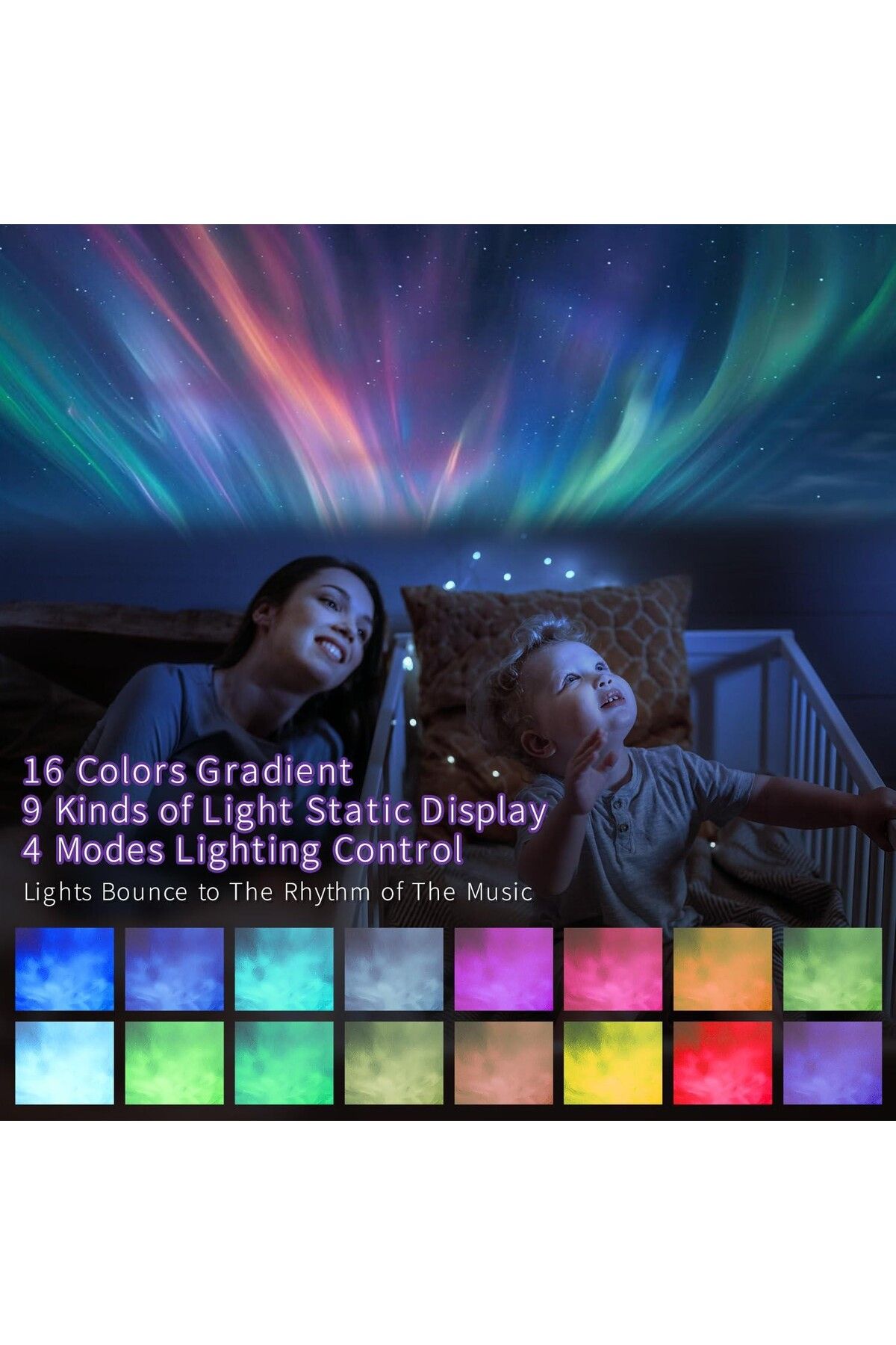 Tescomak-Ambient light lamp and stereo speaker, All-in-1 projector white 7