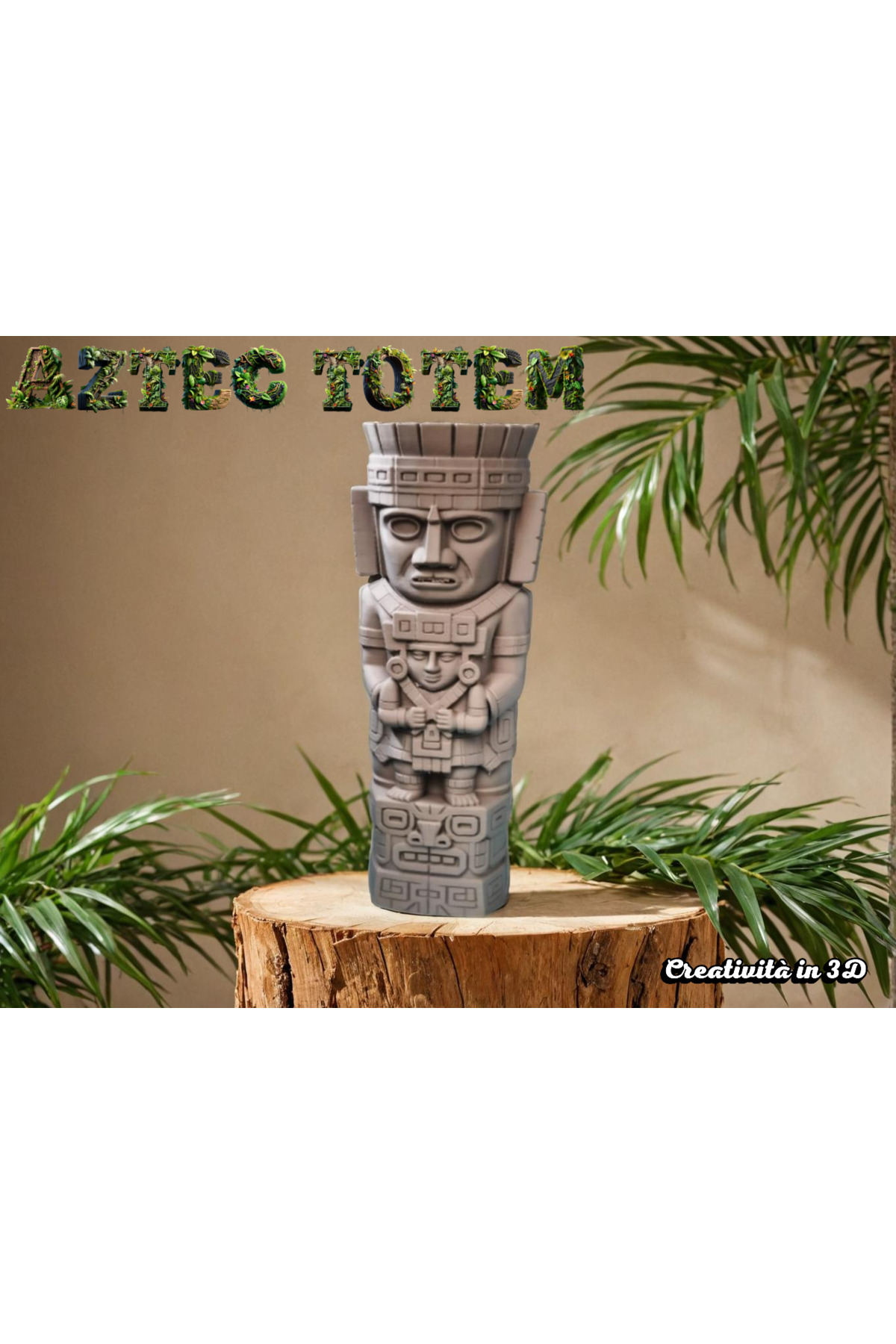 Aztekisches Totem 3D-Farbdruck Dekofigur | Besonderes Design mit beeindruckender Handbemalung